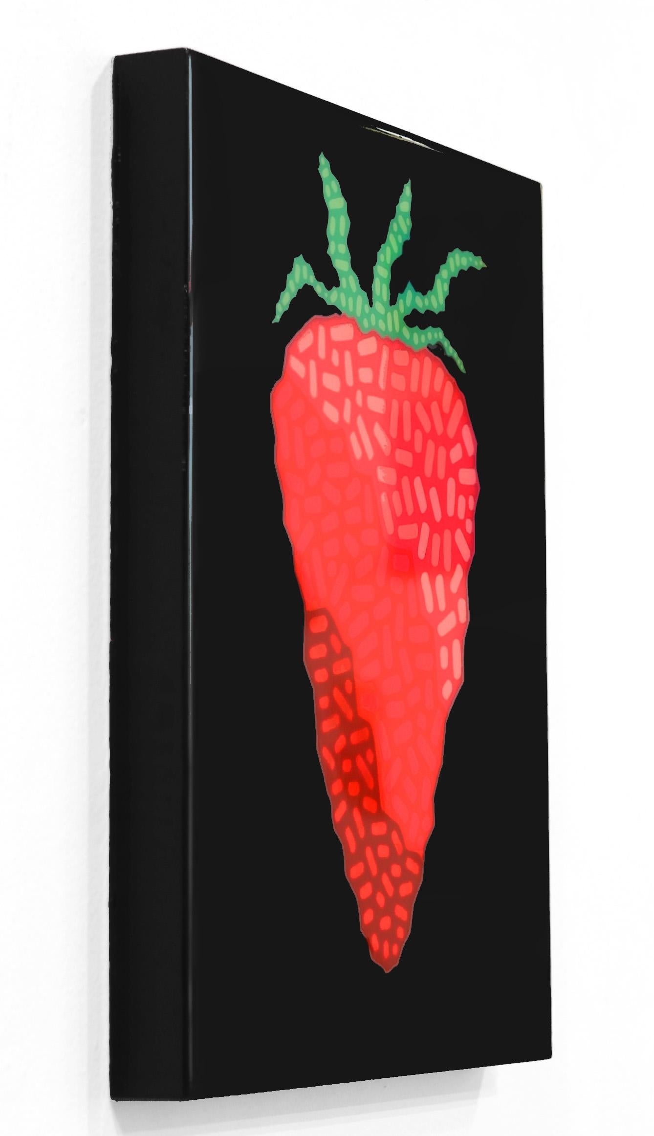 Hermosa Fresa - Peinture pop art d'inspiration sud-ouest, rouge et noire vibrante - Noir Abstract Painting par Will Beger