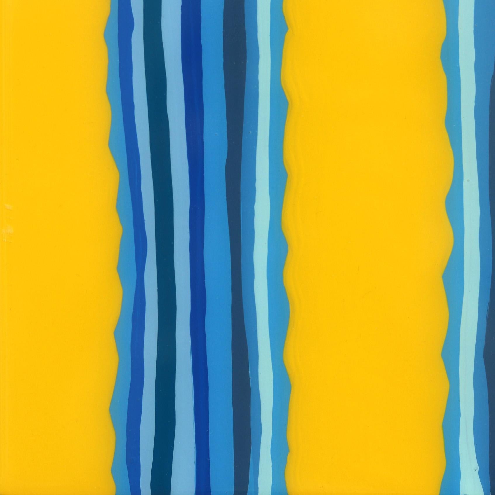 Peinture de cactus pop art d'inspiration sud-ouest, jaune et bleu vif en vente 2