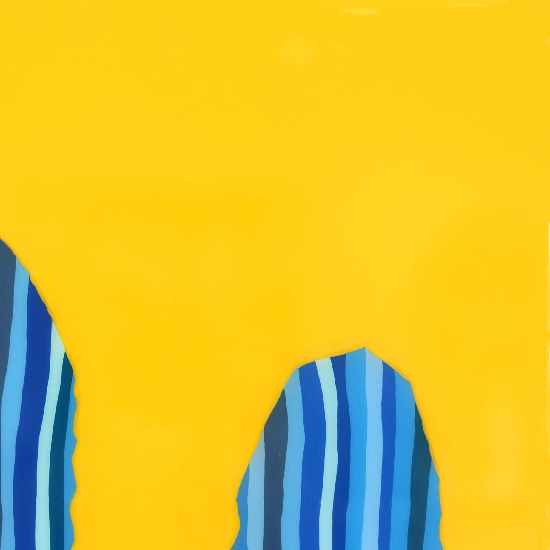 Mañana Amarilla- Vibrant Yellow Blue Southwest Inspired Pop Art Cactus Painting For Sale 1