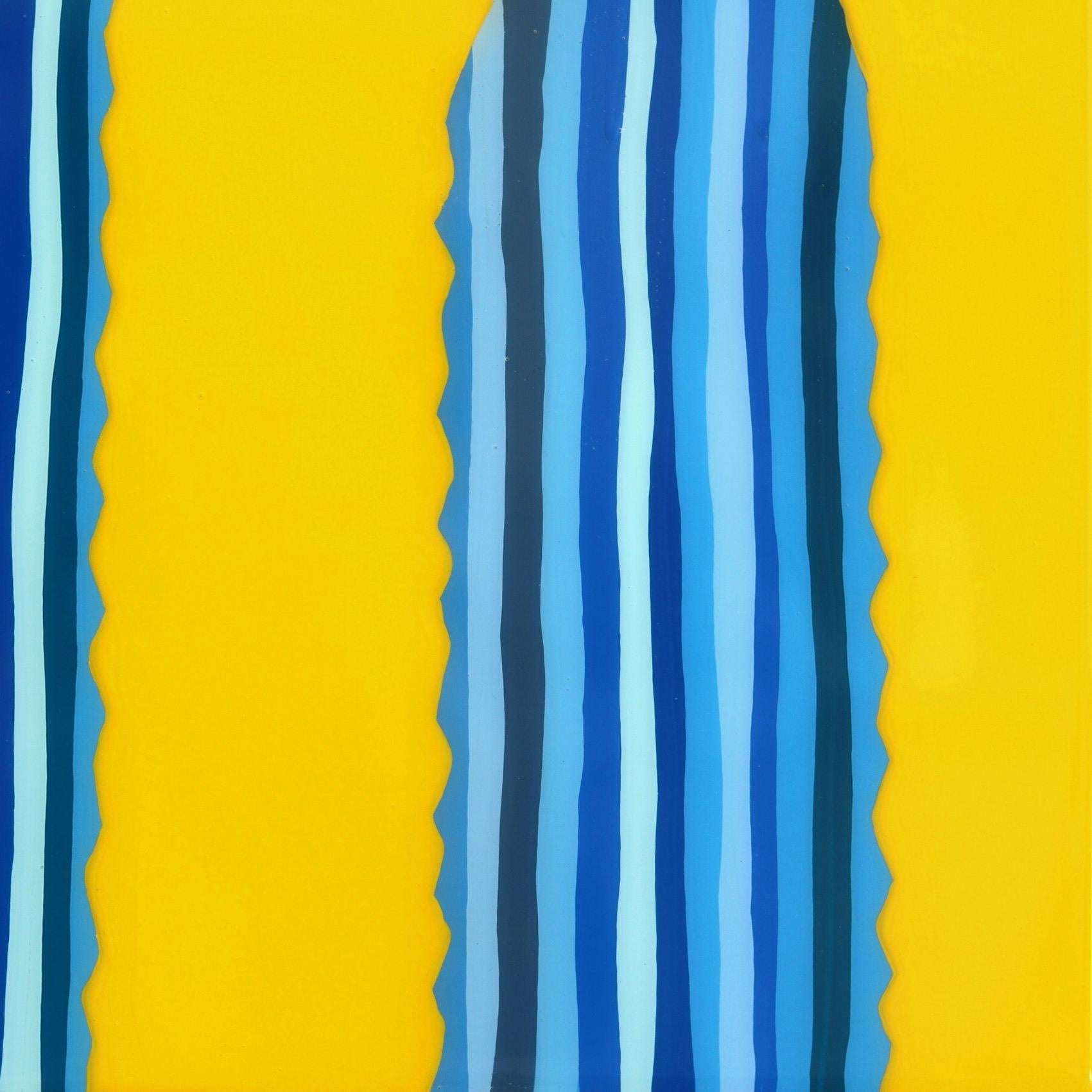 Mañana Amarilla- Vibrant Yellow Blue Southwest Inspired Pop Art Cactus Painting For Sale 4