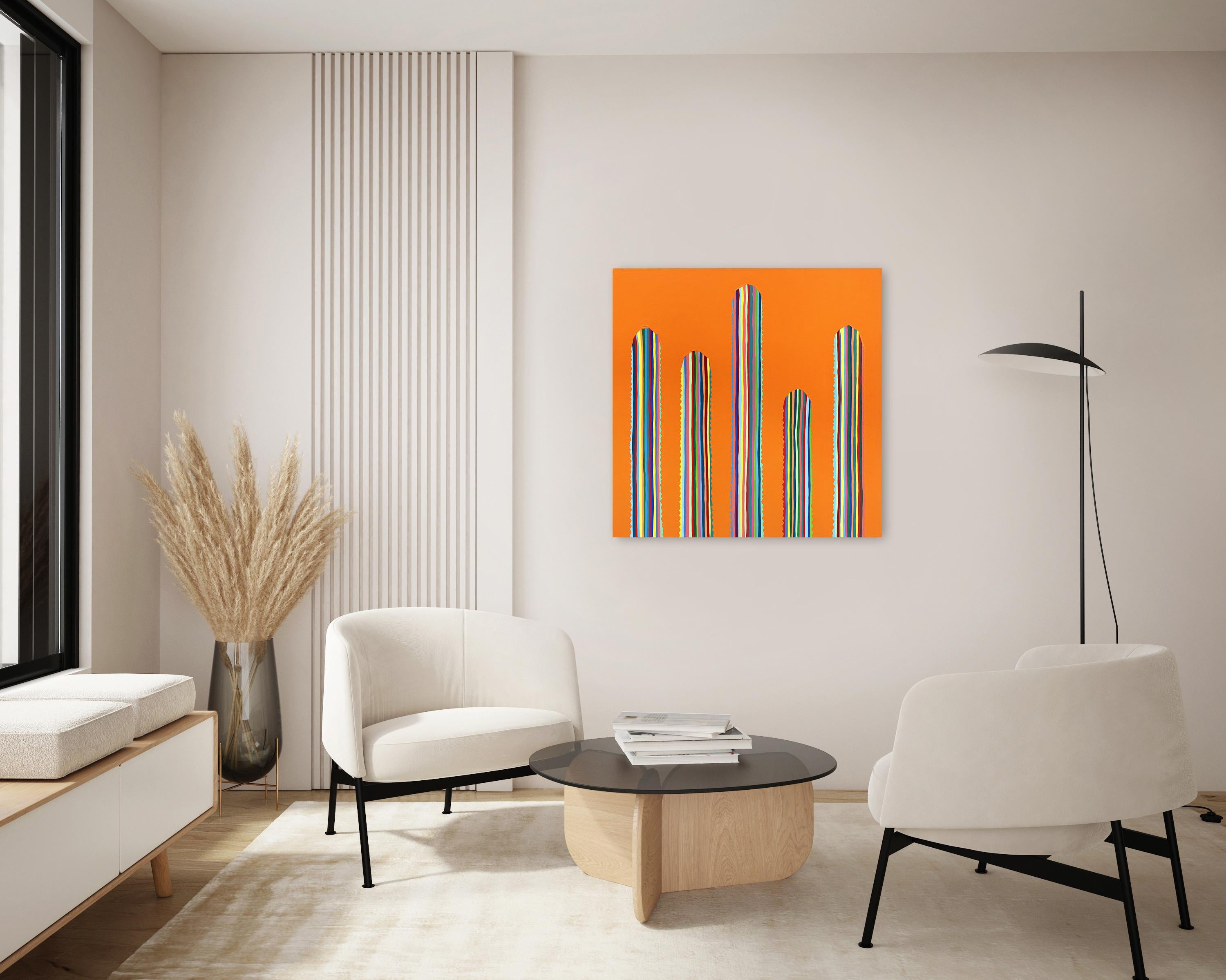Marmalade - Colorful Vibrant Abstract Southwestern Inspired Still Life Painting For Sale 3