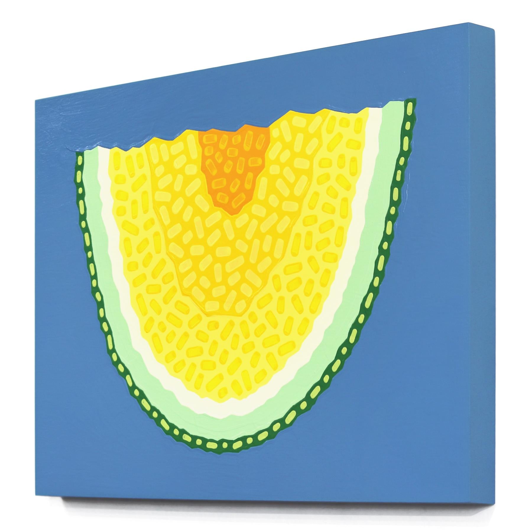 Ol Yeller - Pittura di frutta pop art vibrante - Still-Life Painting Blu di Will Beger