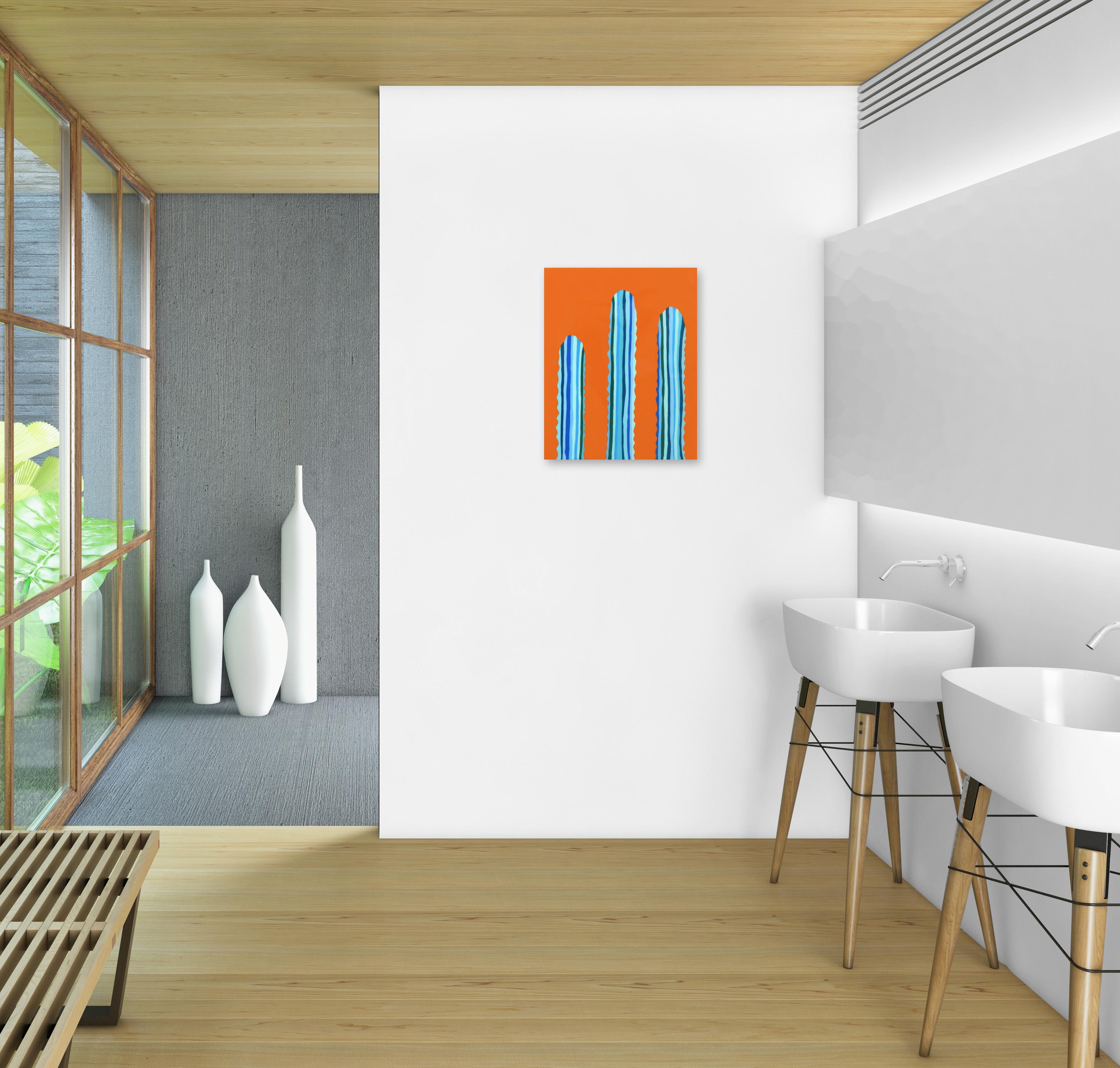 Peinture Pop Art Cactus d'inspiration Sud-Ouest orange vif de Poco Jugo - Painting de Will Beger