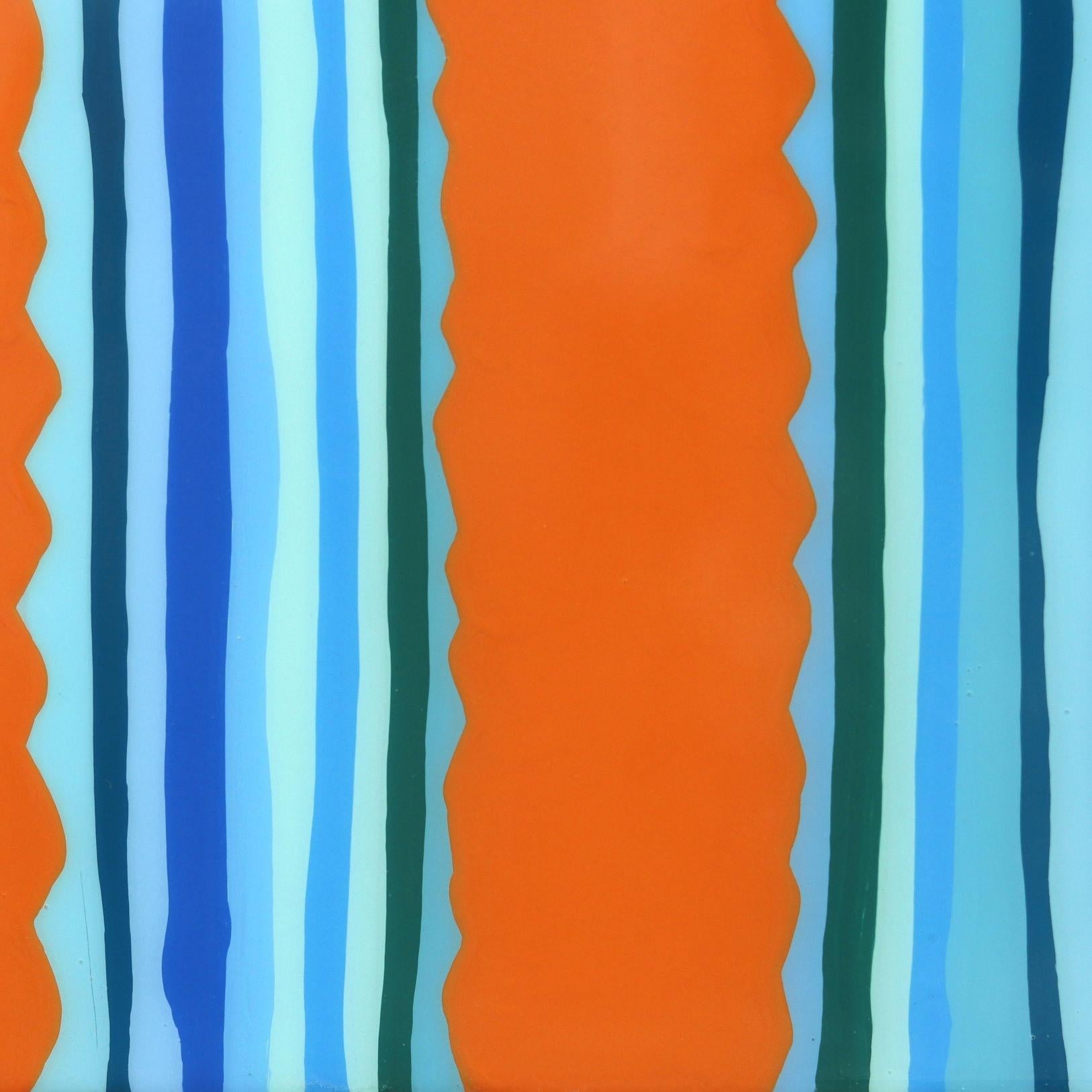 Poco Jugo – lebhaftes orange-blaues, vom Südwesten inspiriertes Pop-Art-Kactus-Gemälde im Angebot 2