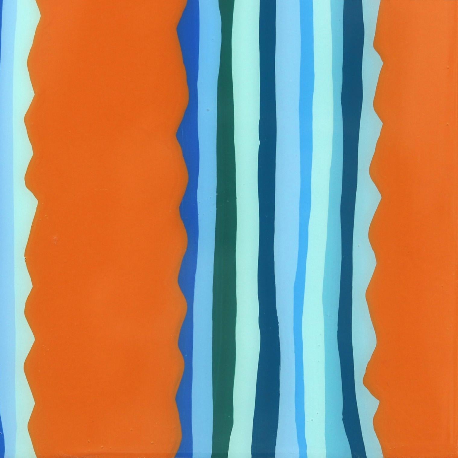 Poco Jugo – lebhaftes orange-blaues, vom Südwesten inspiriertes Pop-Art-Kactus-Gemälde im Angebot 3