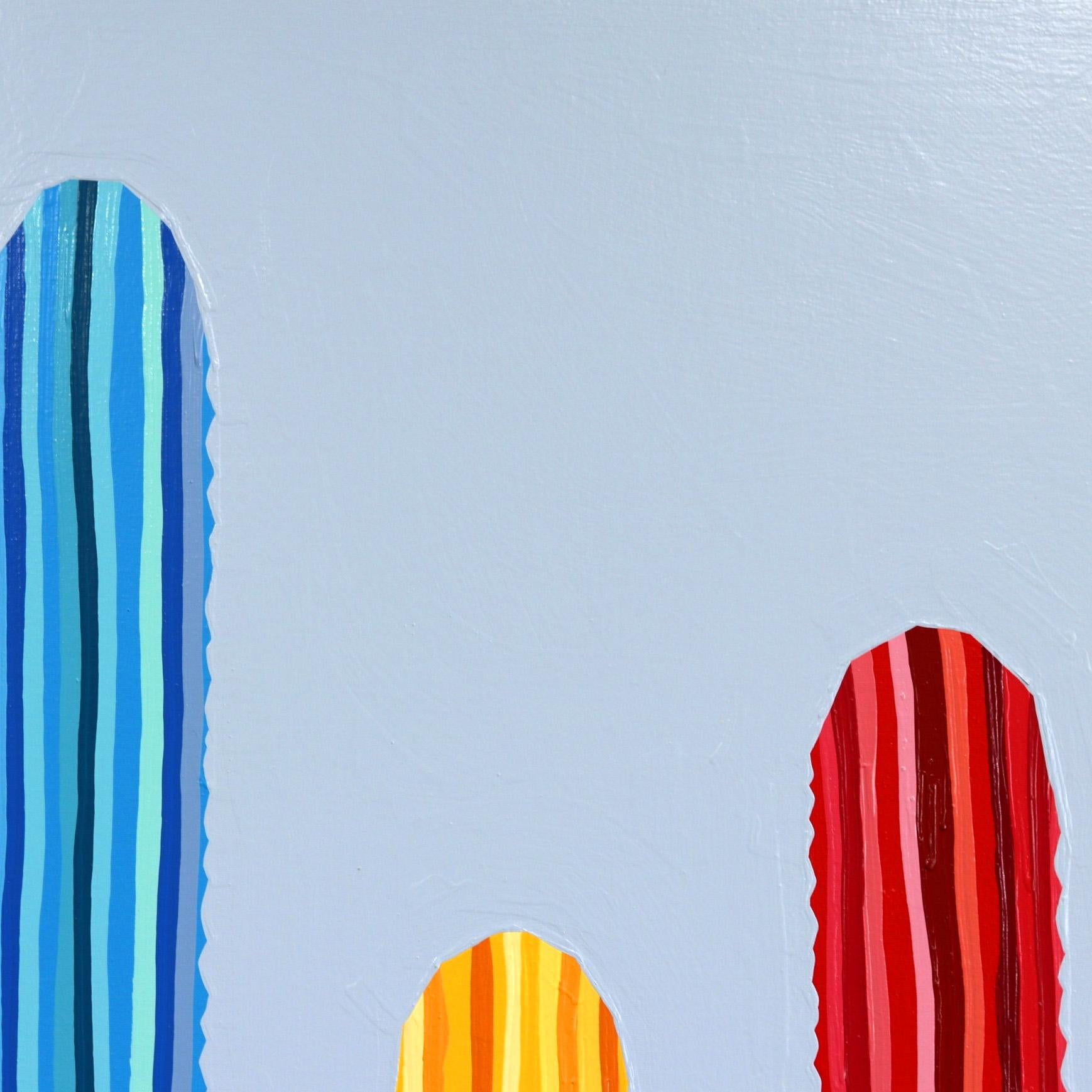 Primaria - Vibrant Red Blue Yellow Southwest Inspired Pop Art Cactus Painting For Sale 2