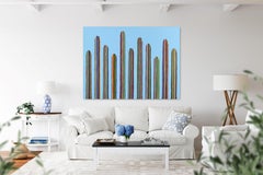 Cacti - Grande œuvre d'art colorée du Sud-Ouest prête à être accrochée