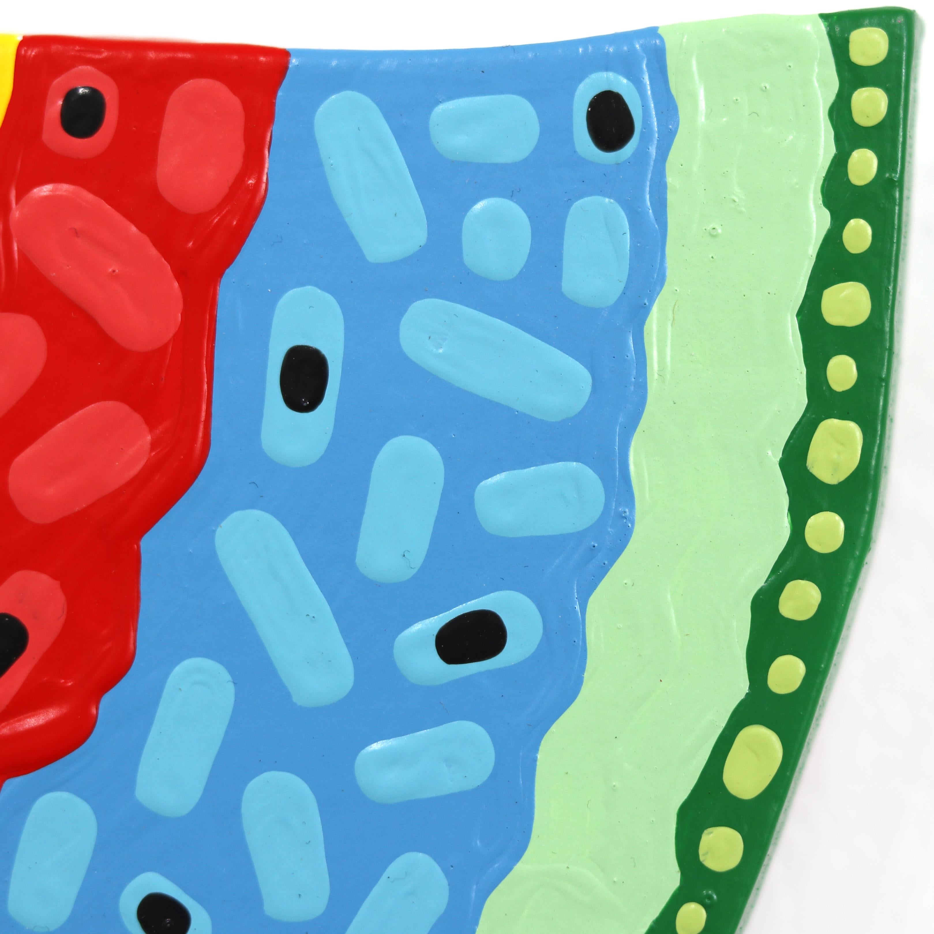 Rainbow Mini Slice - Fruta Pop Art Pintura Alimenticia Escultórica en 3-D sobre Forma de Madera - Painting Contemporáneo de Will Beger