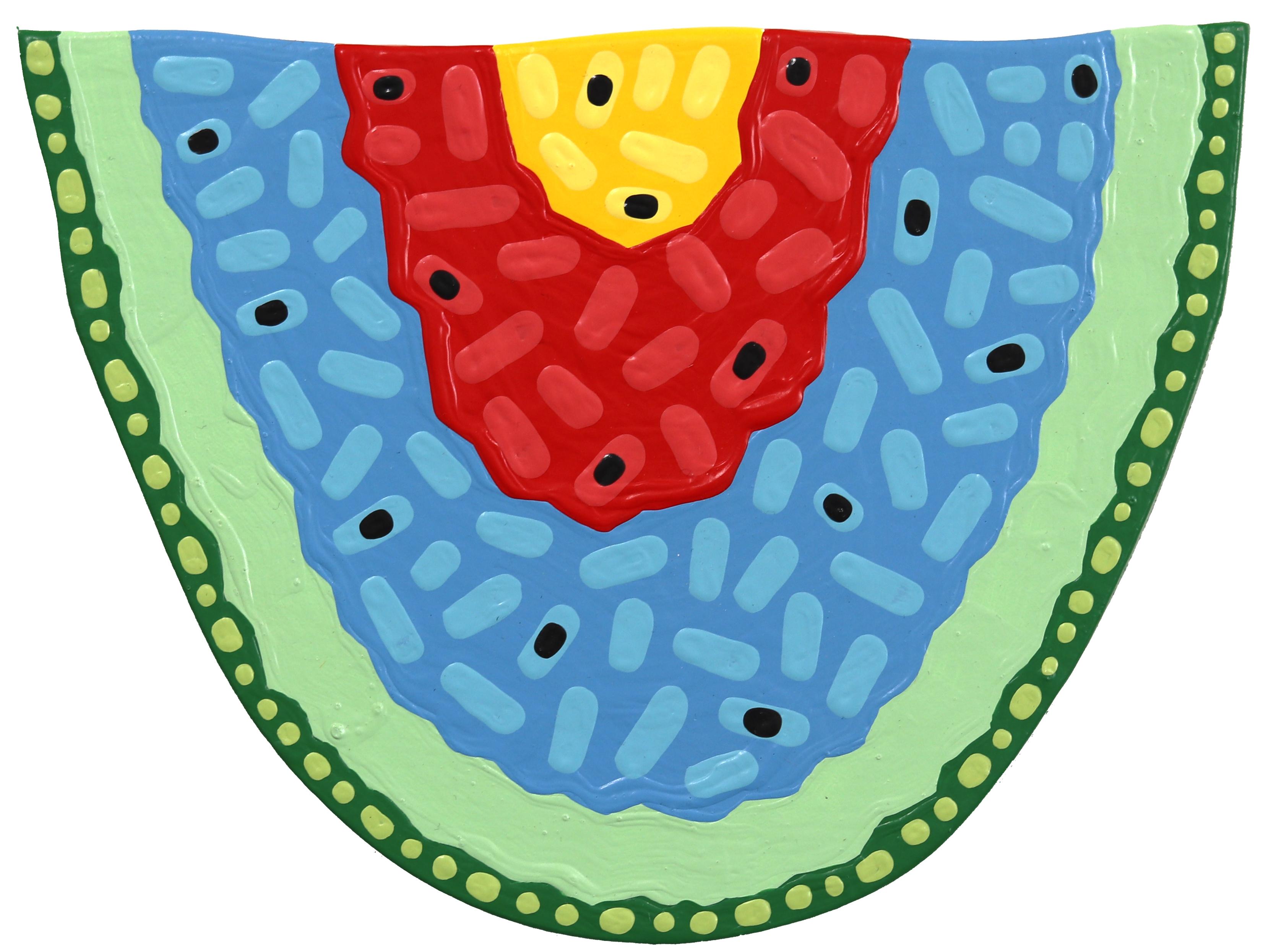 Rainbow Mini Slice - Fruta Pop Art Pintura Alimenticia Escultórica en 3-D sobre Forma de Madera