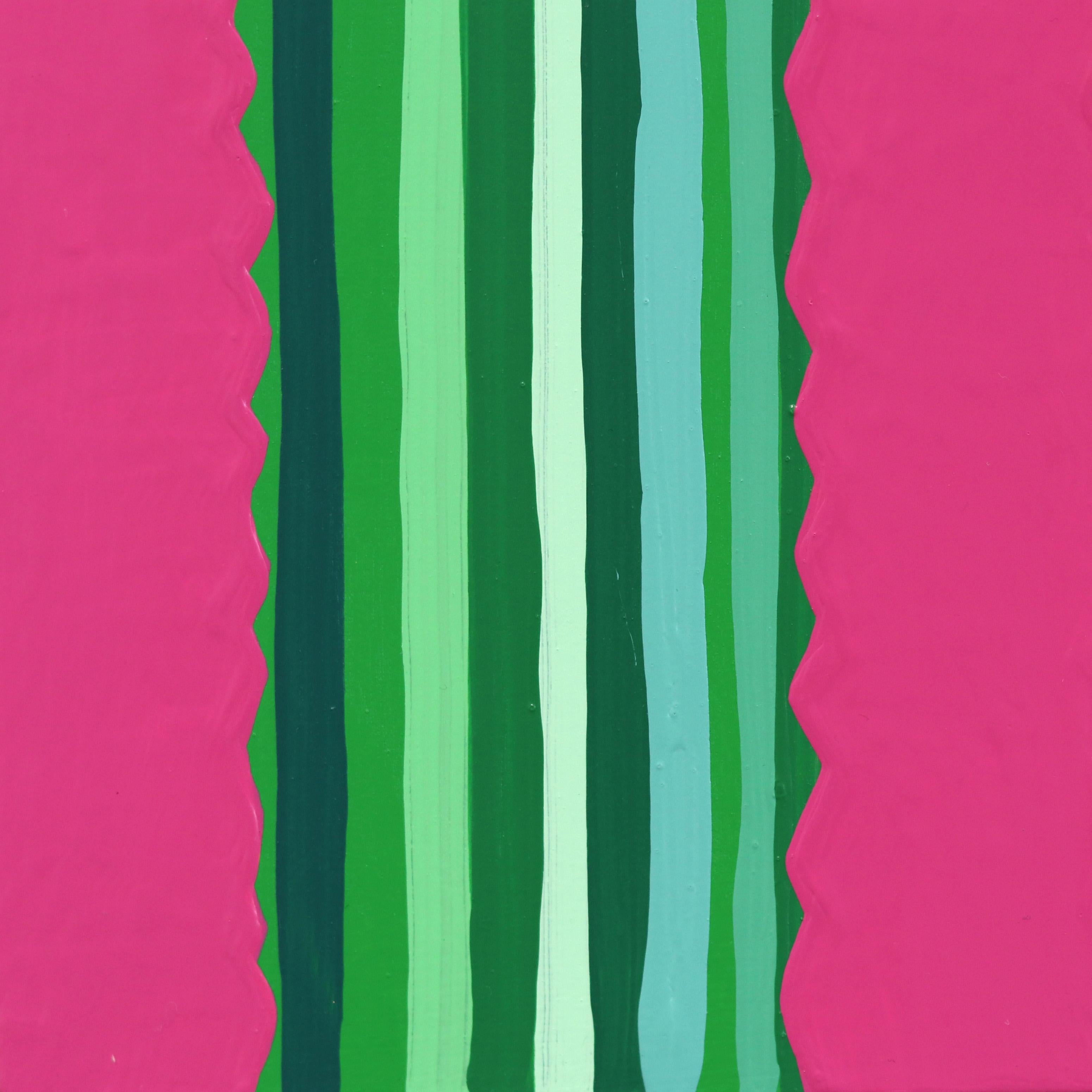 Rosa Picante - Vibrant Pink Green Southwest Inspired Pop Art Cactus Painting For Sale 5