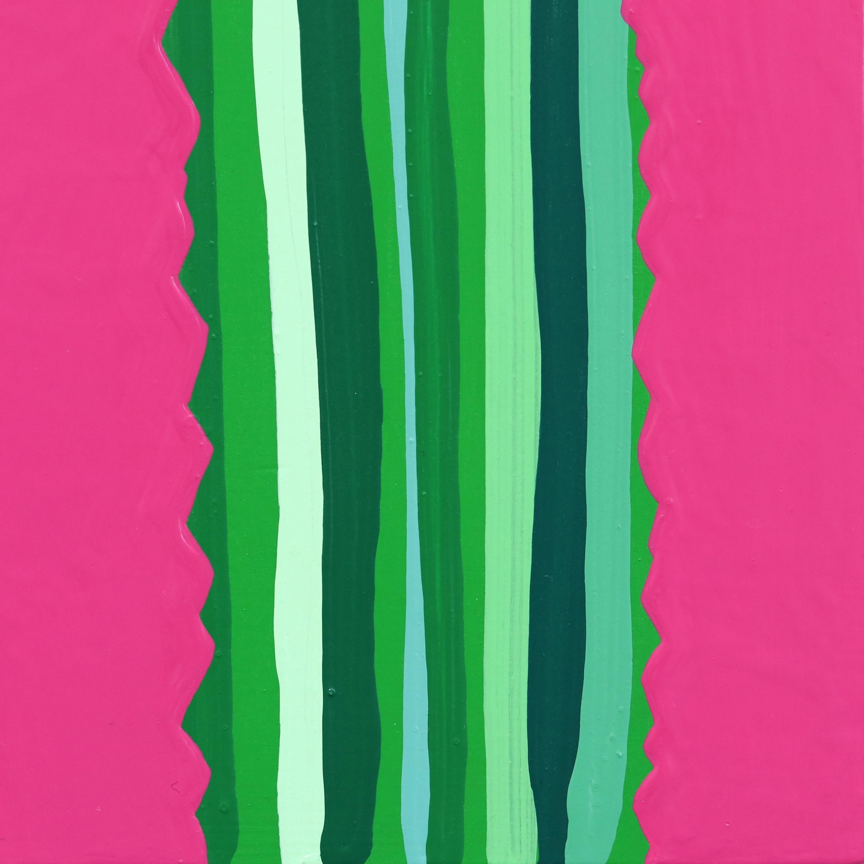 Rosa Picante - Vibrant Pink Green Southwest Inspired Pop Art Cactus Painting For Sale 6