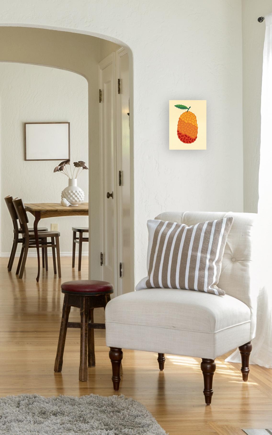 Sanguinelli con panna - Pittura di frutta astratta minimalista arancione e beige - Painting di Will Beger