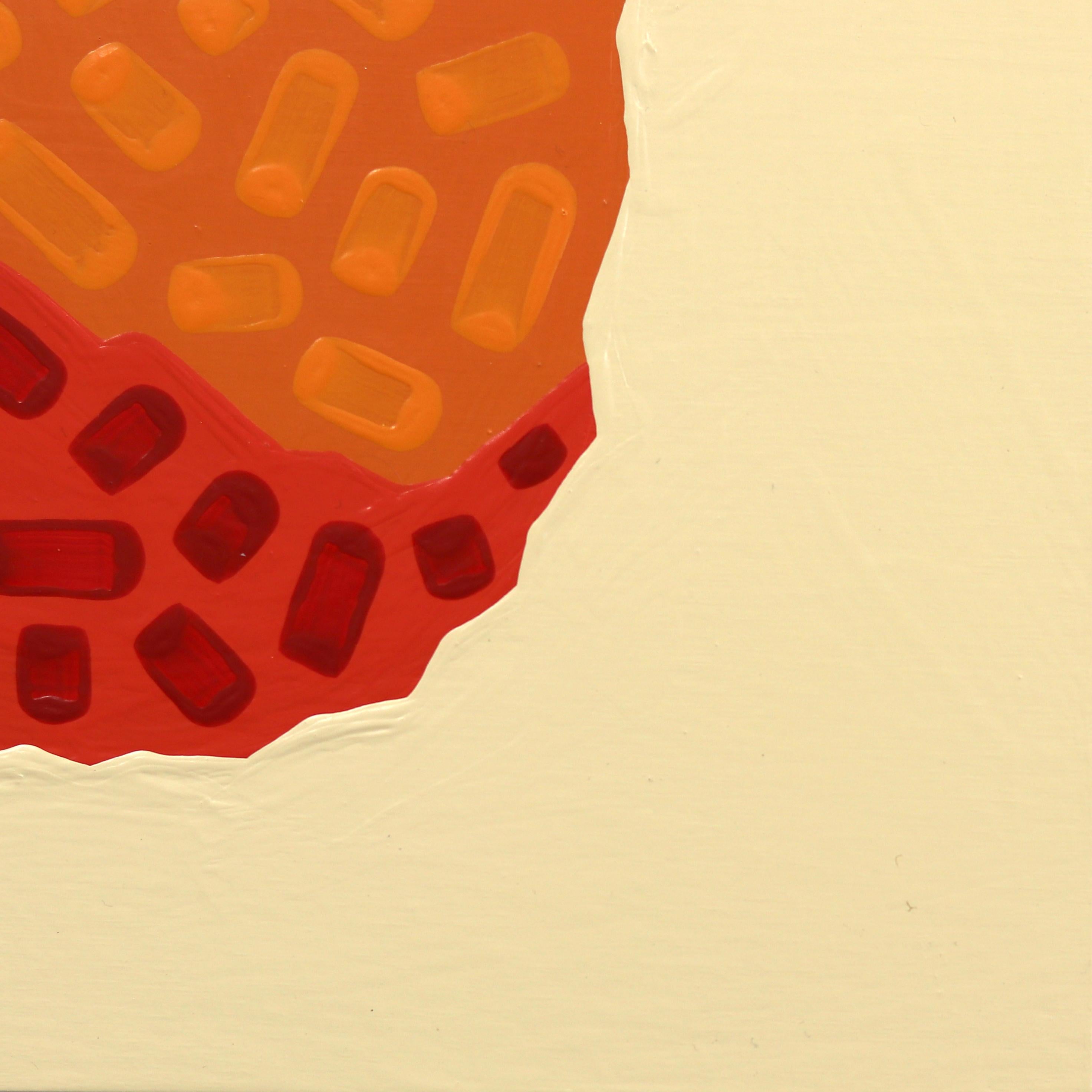 Sanguinelli con panna - Pittura di frutta astratta minimalista arancione e beige - Painting Pop Art di Will Beger