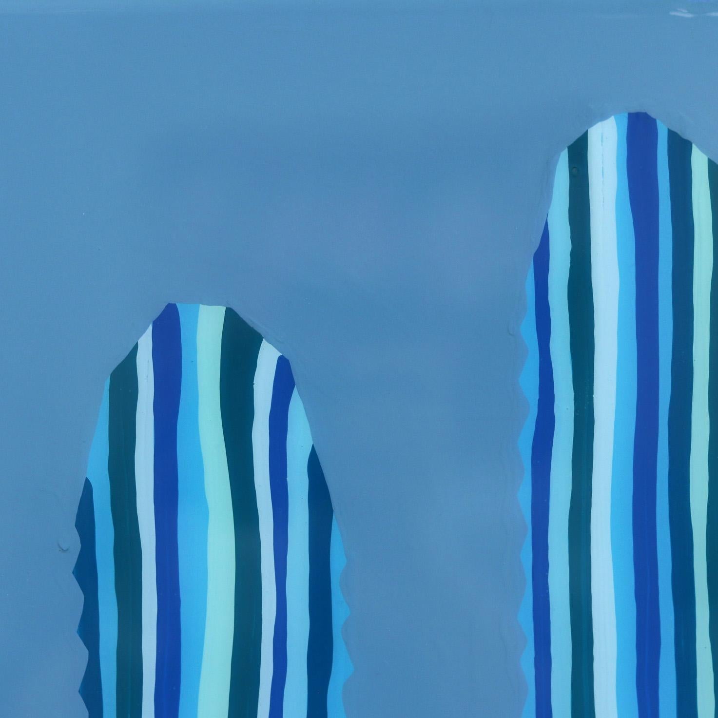Saphir – lebhaftes blaues, vom Südwesten inspiriertes Pop-Art-Kactus-Gemälde (Amerikanische Moderne), Painting, von Will Beger
