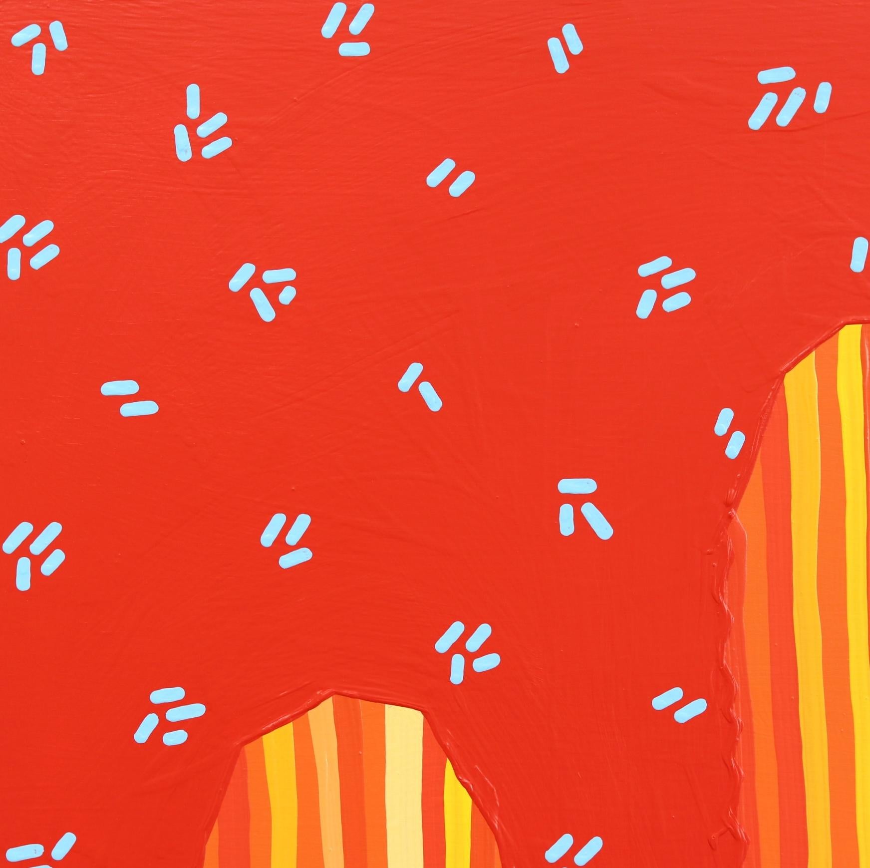 Sedona - Lebendiges, rot-orangefarbenes, vom Südwesten inspiriertes Pop-Art-Kactus-Gemälde (Minimalistisch), Painting, von Will Beger