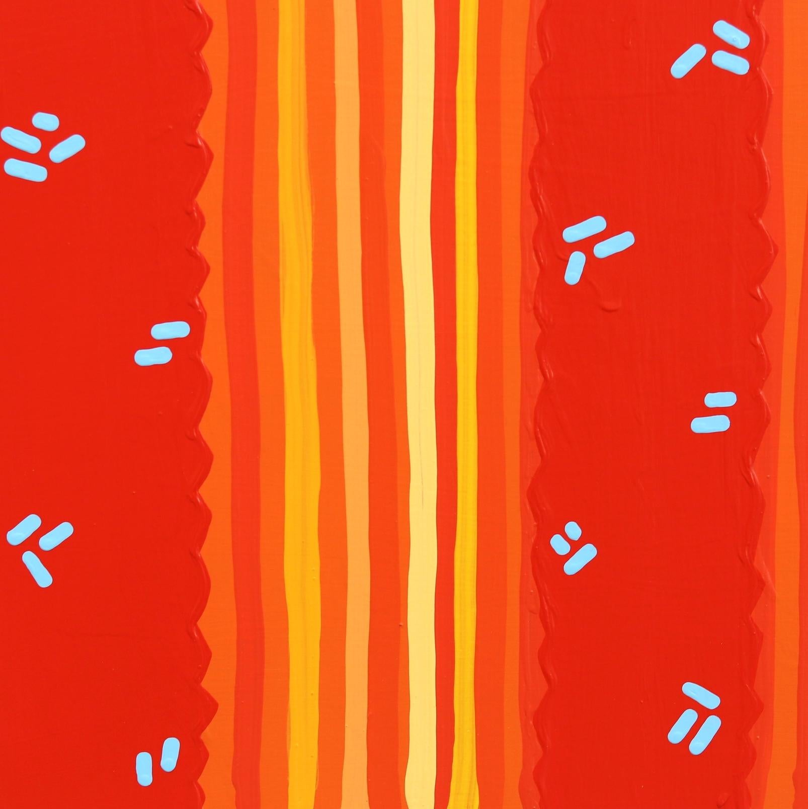 Sedona - Vibrant Red Orange Southwest Inspired Pop Art Cactus Painting For Sale 2
