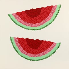 Sin semillas -  Pintura Pop Art roja y verde sobre alimentos