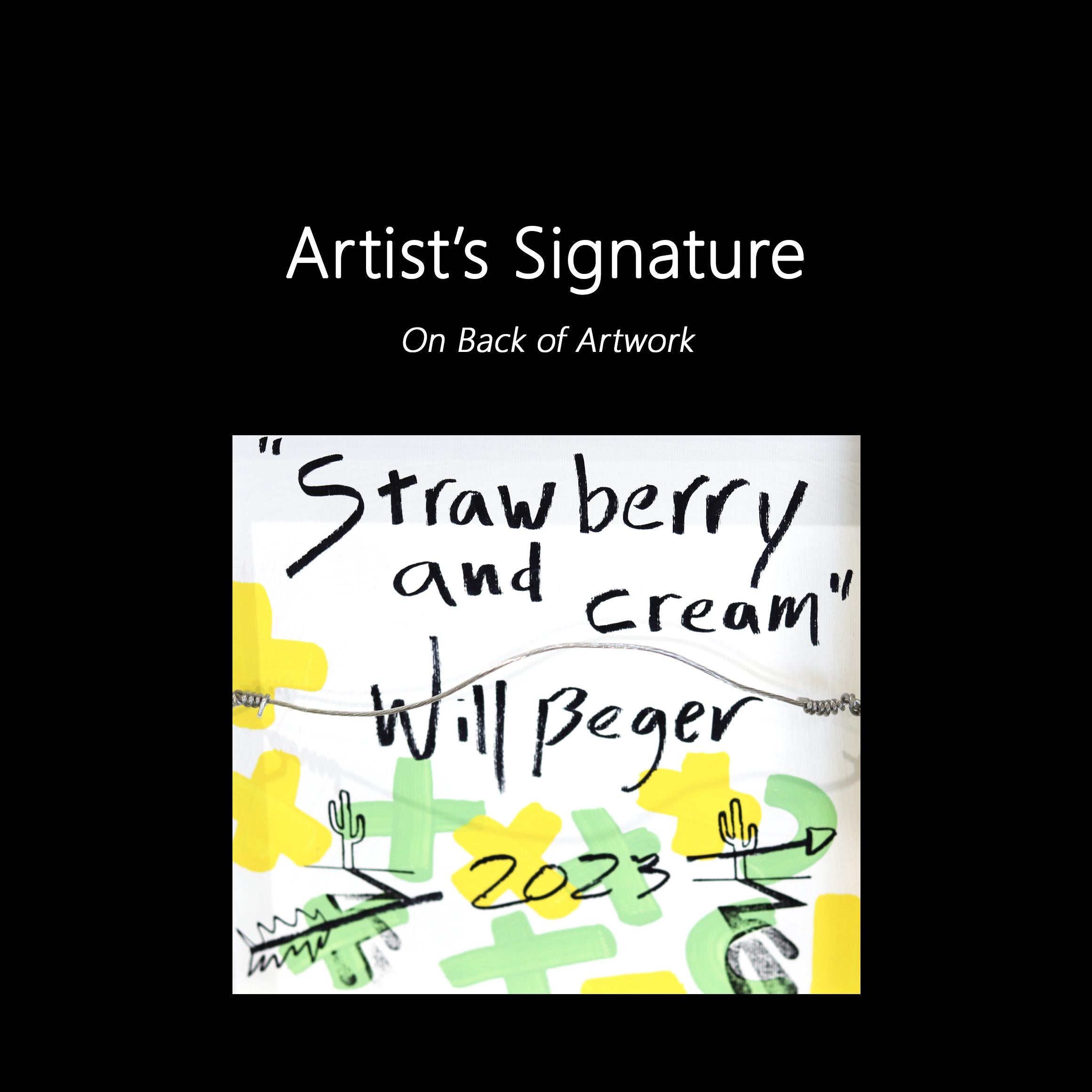 Erdbeer und Creme – lebhaftes, vom Südwesten inspiriertes Pop-Art-Gemälde im Angebot 5