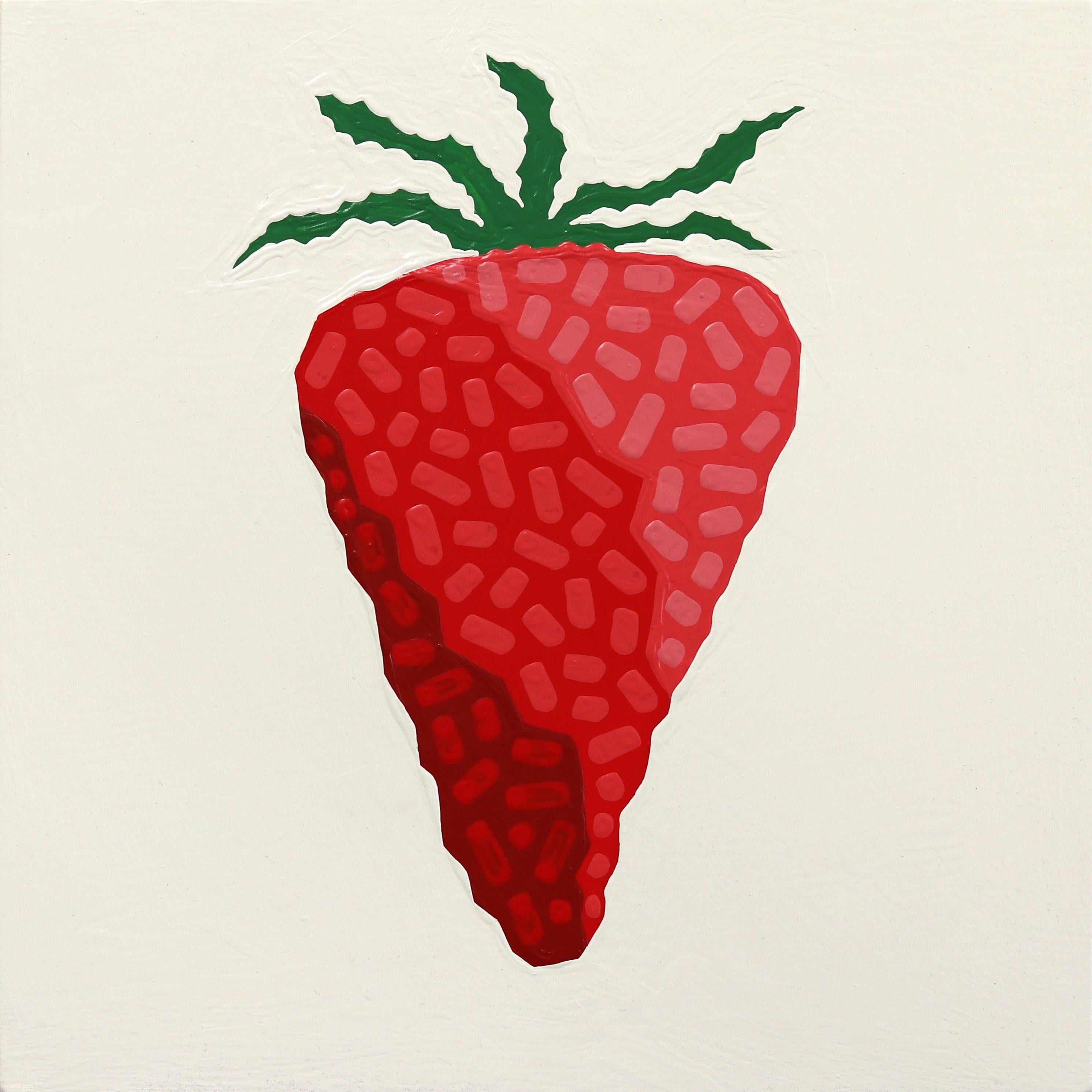 Figurative Painting di Will Beger - Fragole e panna - Quadro pop d'ispirazione sud-occidentale vibrante