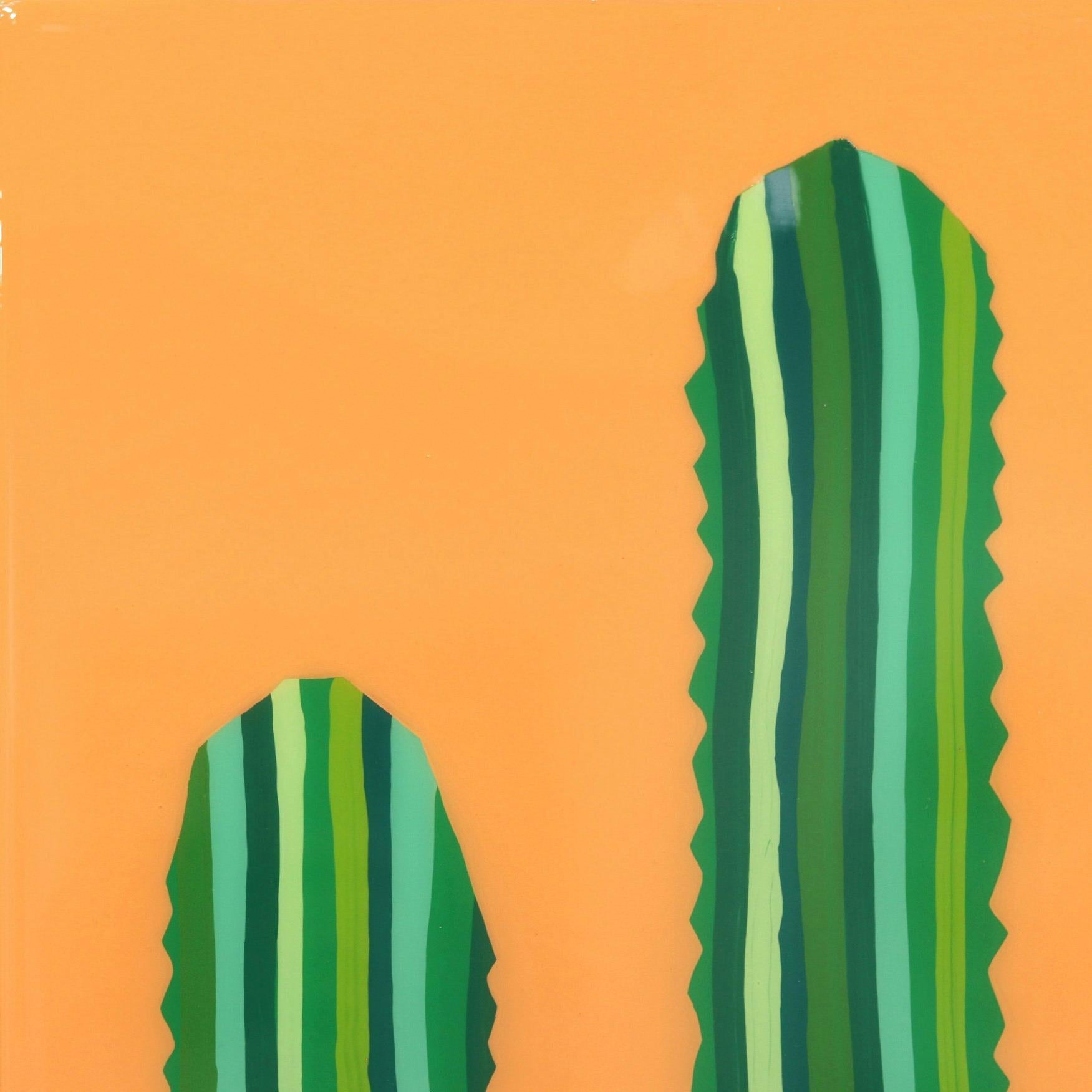 Velloso – lebhaftes orange-grünes, vom Südwesten inspiriertes Pop-Art-Kactus-Gemälde (Amerikanische Moderne), Painting, von Will Beger
