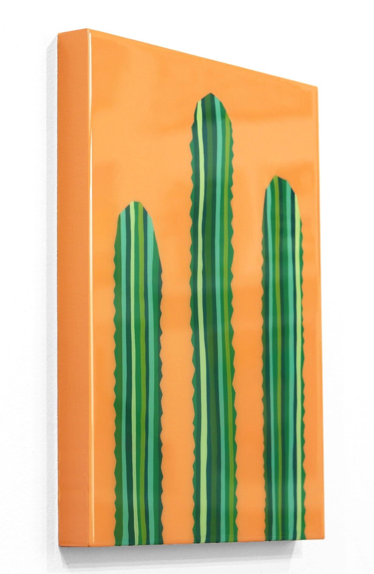 Velloso - Vibrant Orange Green Southwest Inspired Pop Art Cactus Painting For Sale 1