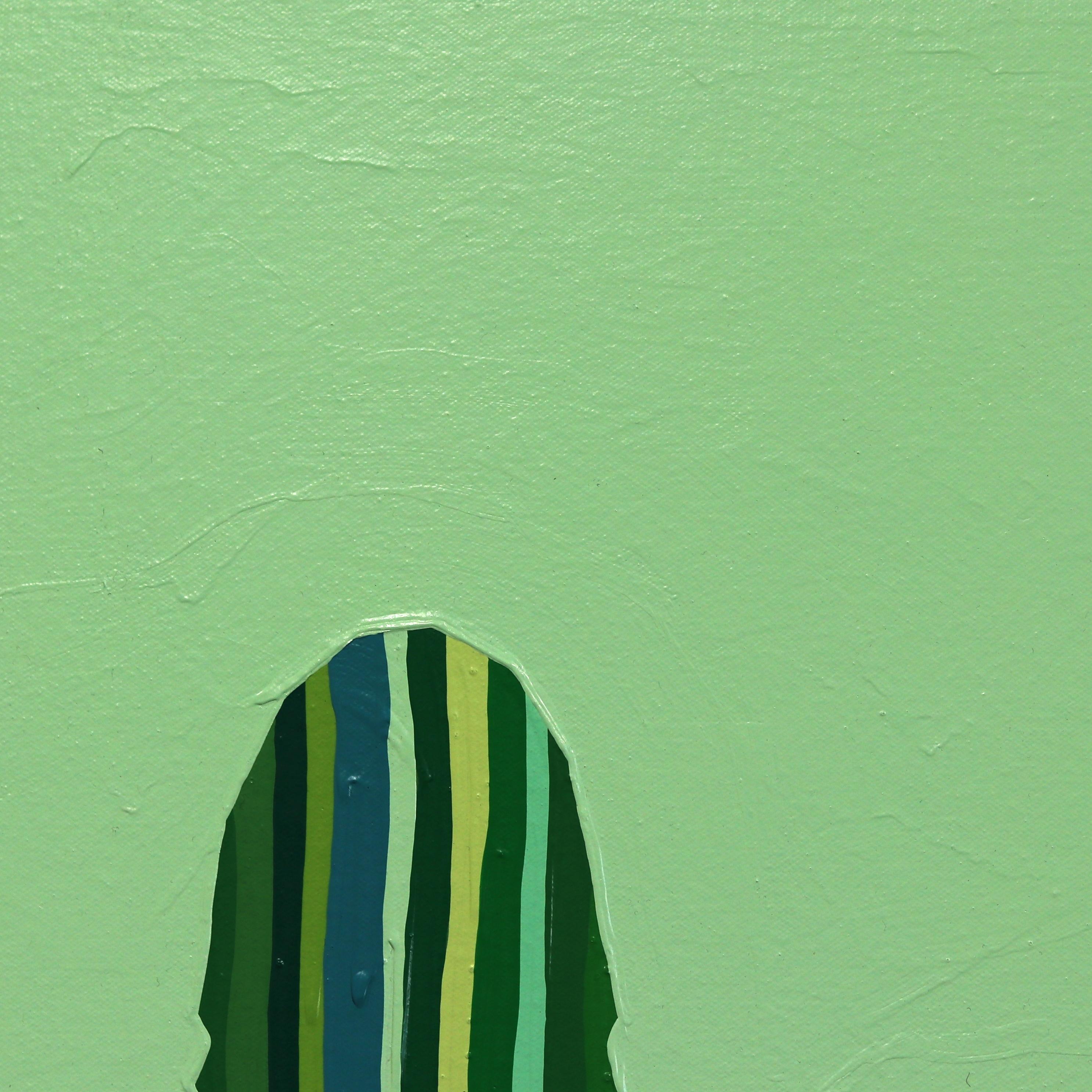 Verde y Verde -  Vibrant Green Southwest Inspired Pop Art Landscape Painting For Sale 1