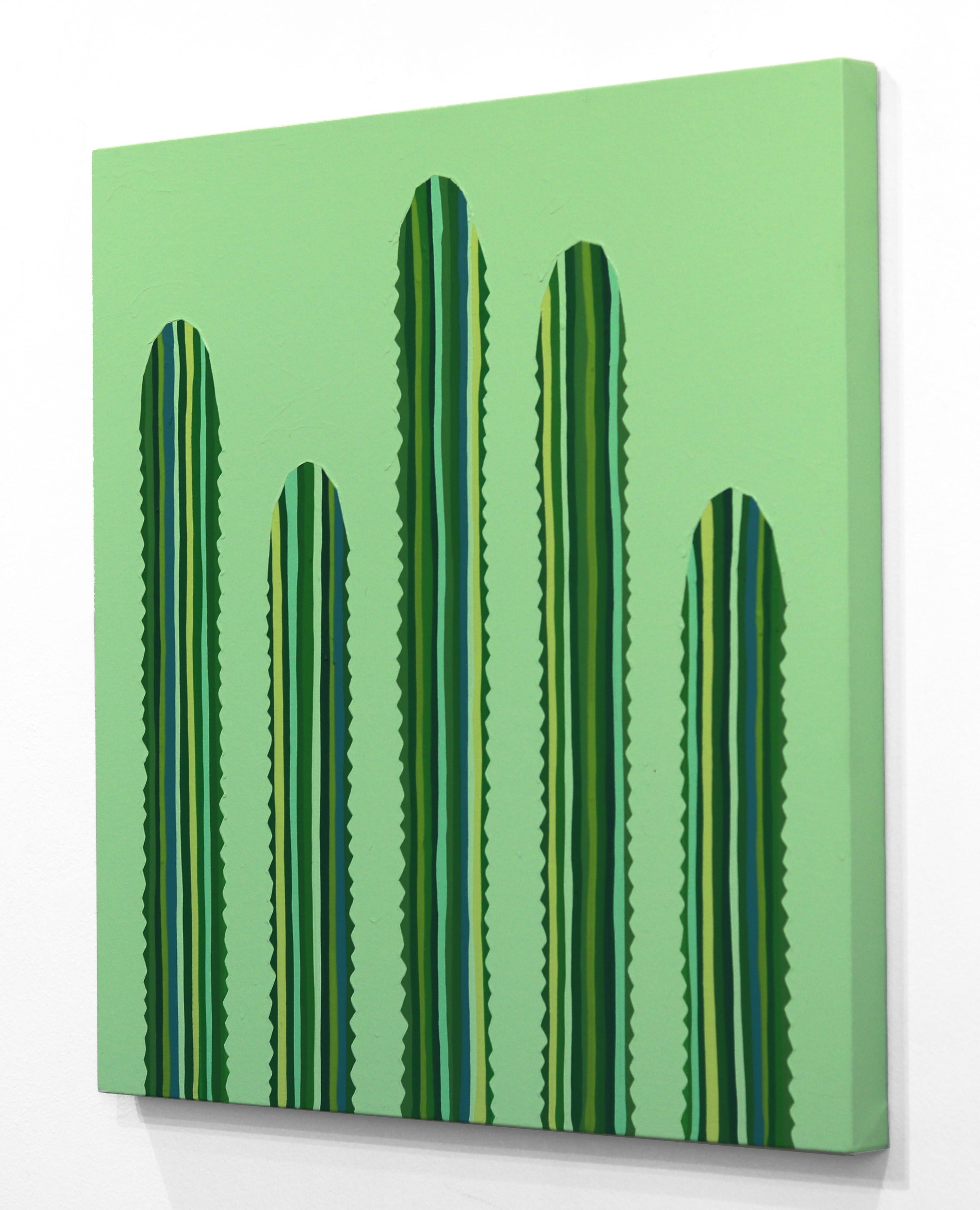 Verde y Verde -  Vibrant Green Southwest Inspired Pop Art Landscape Painting For Sale 2