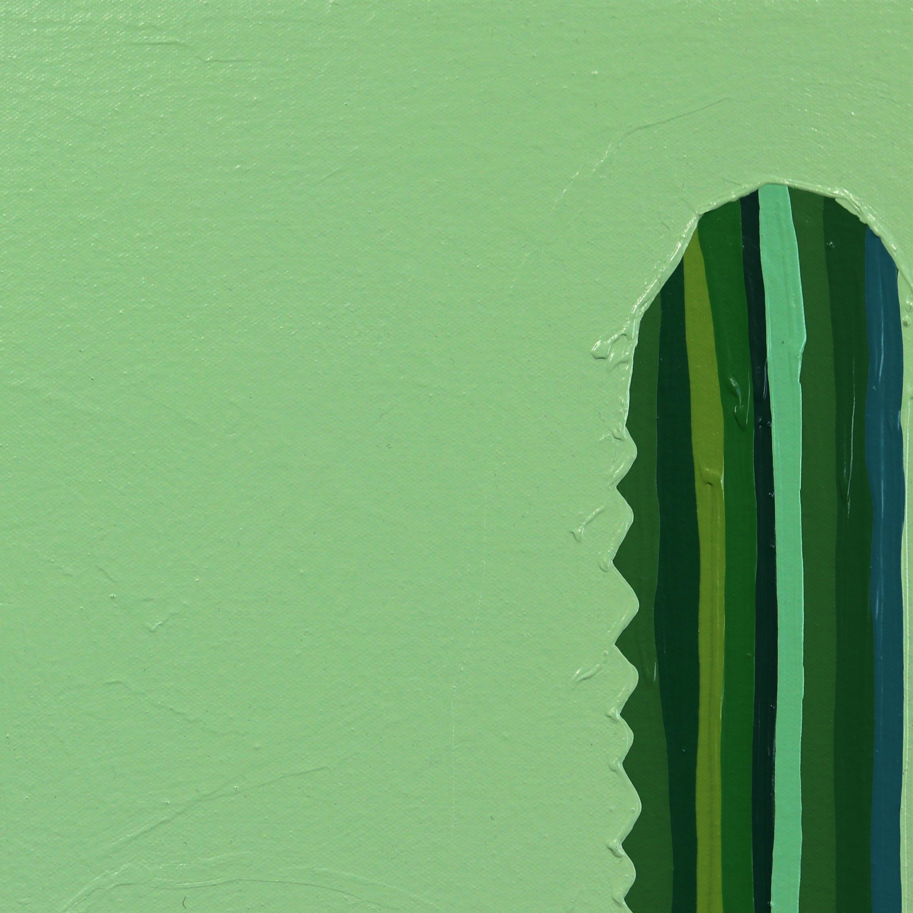 Verde y Verde -  Vibrant Green Southwest Inspired Pop Art Landscape Painting For Sale 3