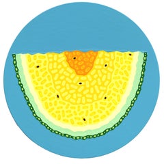 Yellow Watermelon - Vibrant Abstract Fruit Still Life Acrylic Painting on Panel