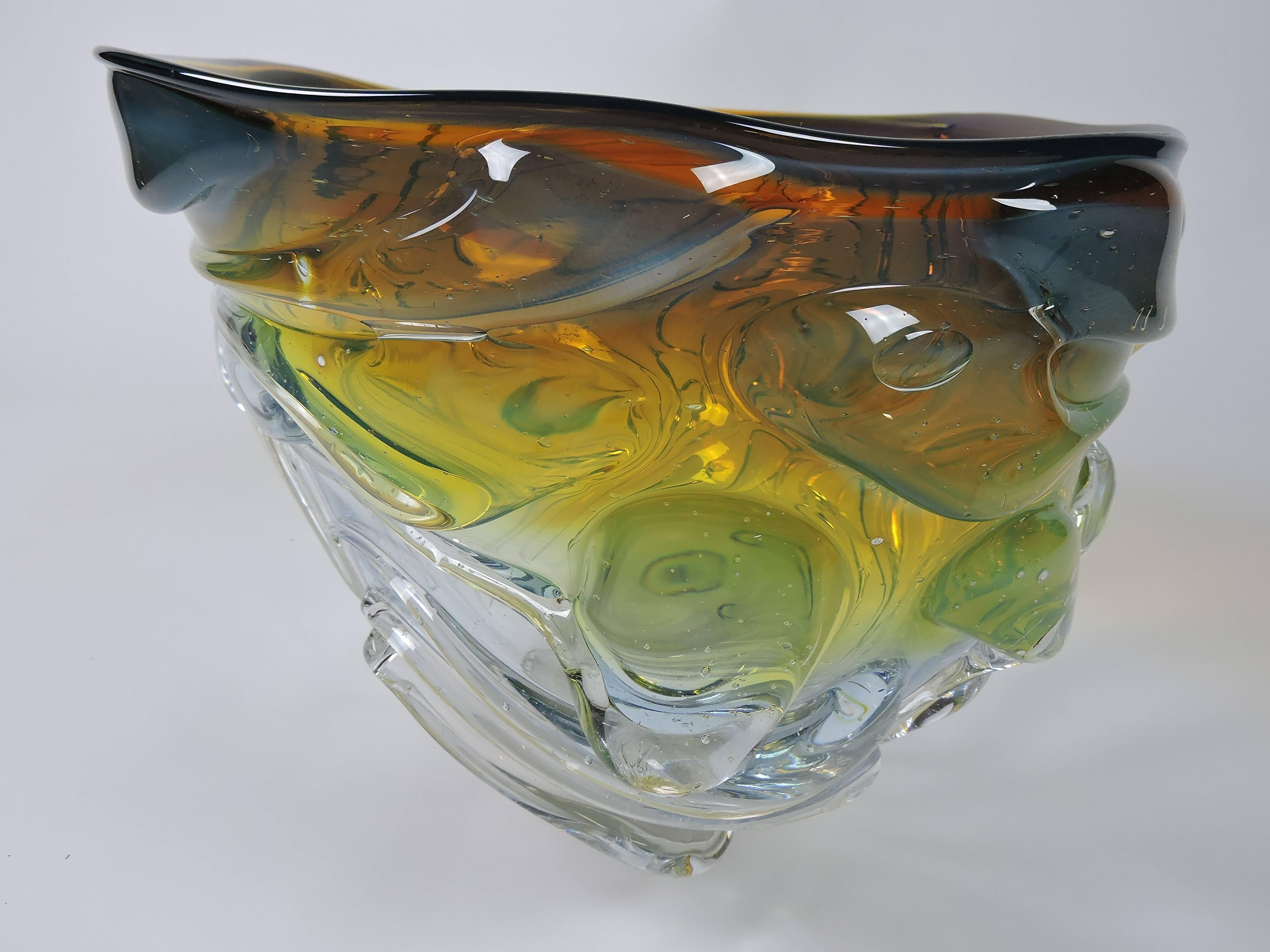 Monumentale mundgeblasene Tropfschale aus Kunstglas von Will Dexter im Angebot 5