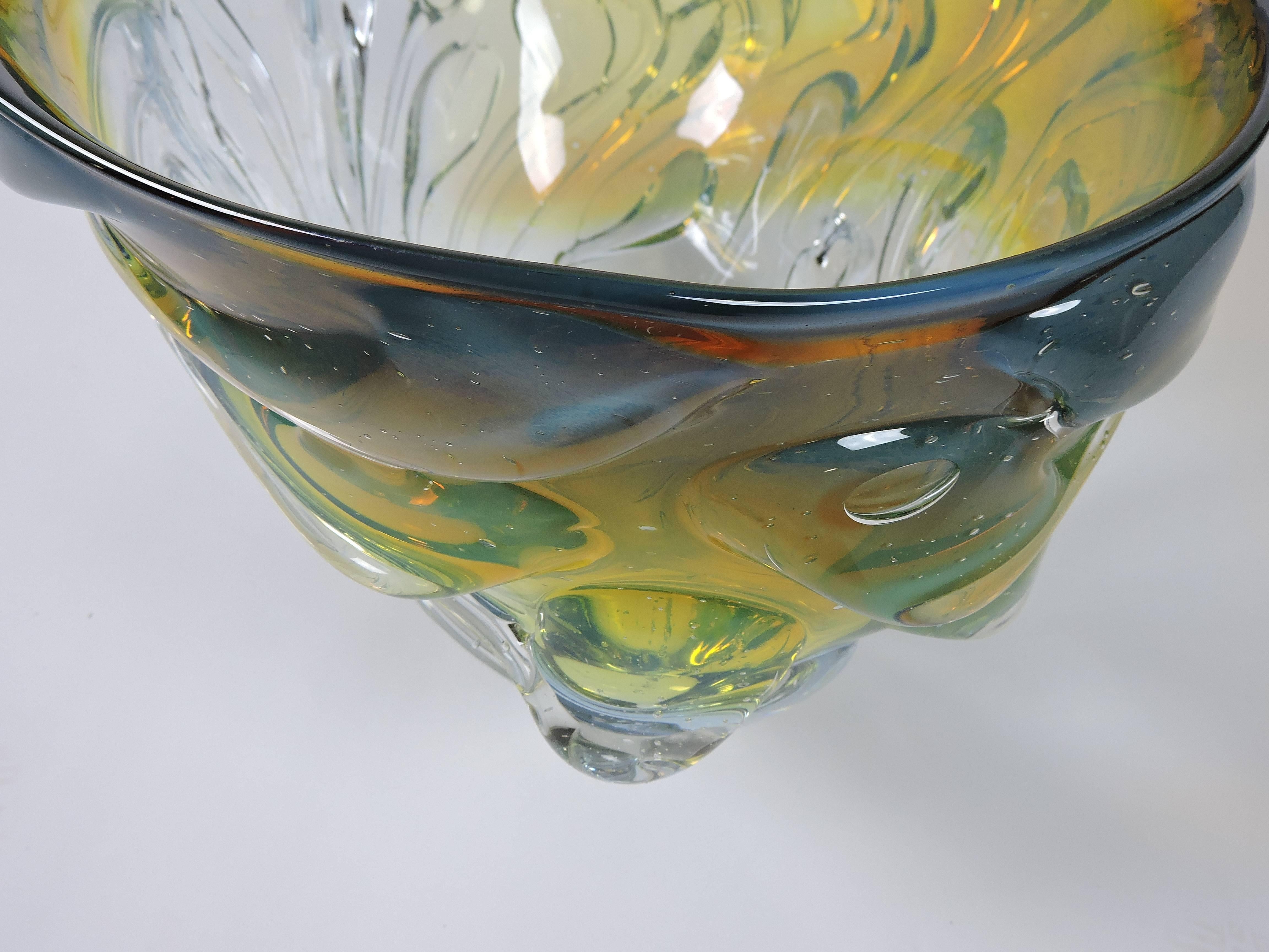 Monumentale mundgeblasene Tropfschale aus Kunstglas von Will Dexter im Angebot 6