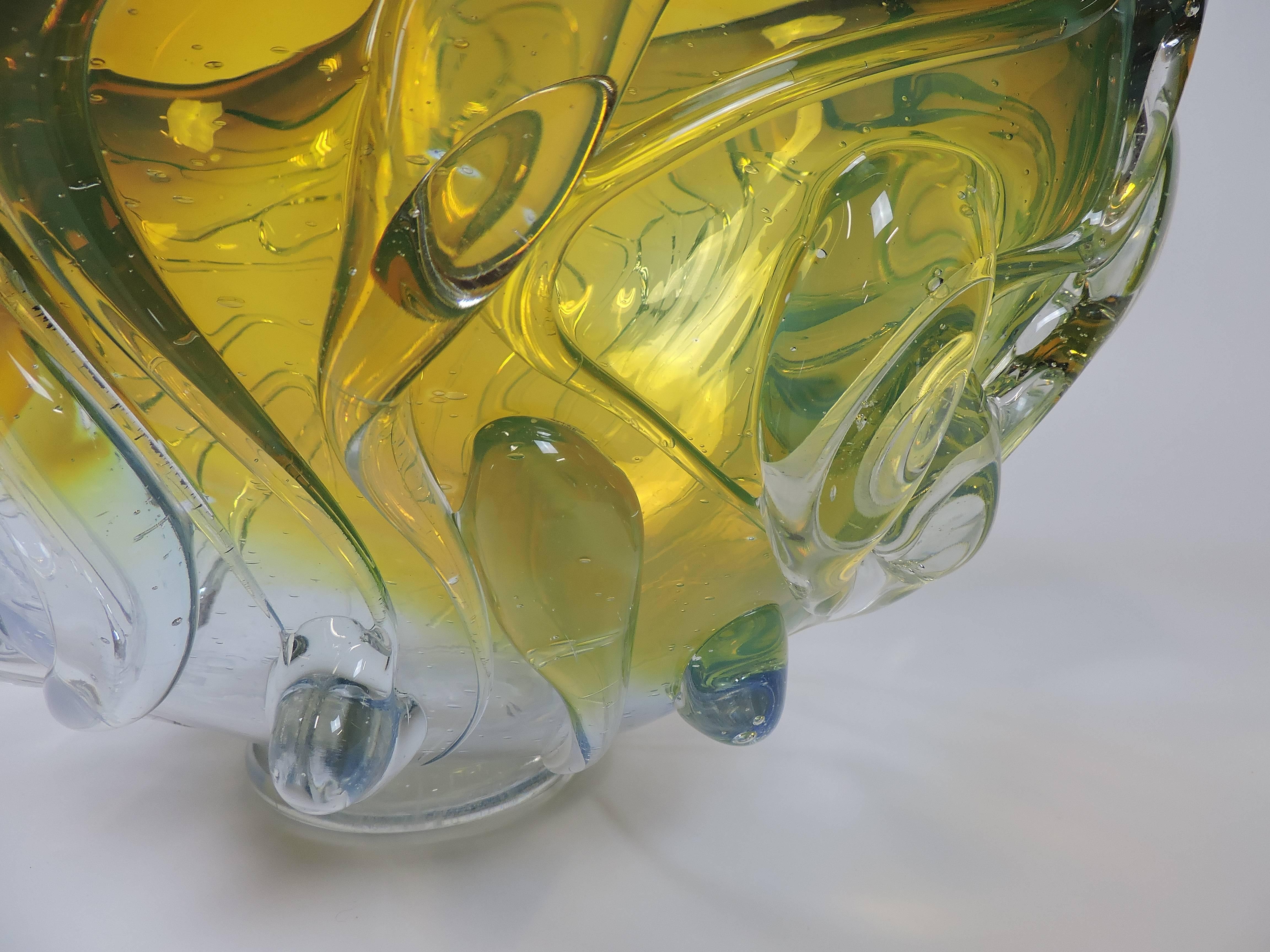Modern Monumental Art Glass Hand Blown Drip Bowl by Will Dexter For Sale