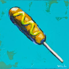 Corn Hund, Gemälde, Acryl auf Holzplatte