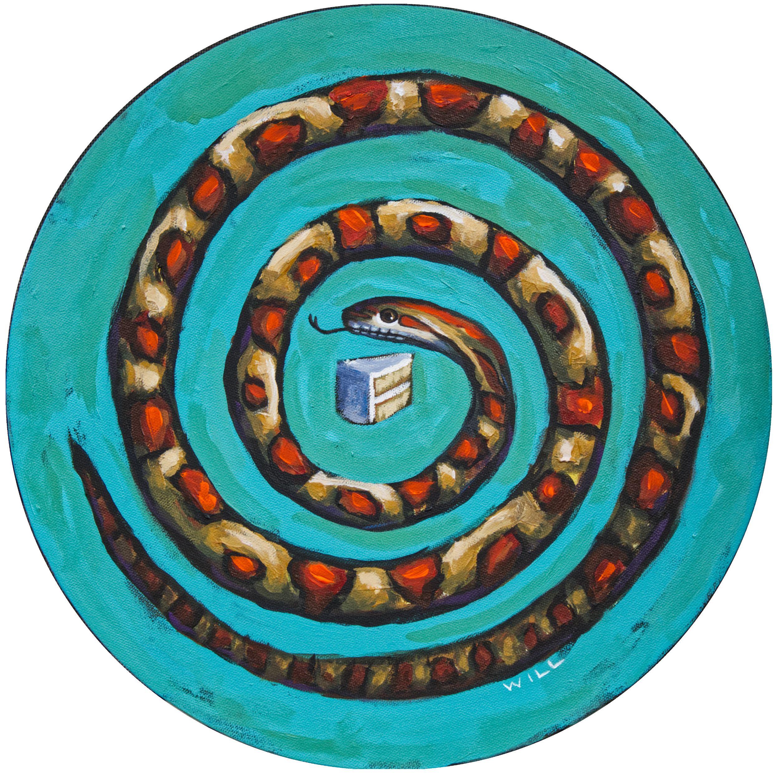 Serpiente de maíz y pastel de boda blanco, Pintura, Acrílico sobre lienzo - Painting de Will Eskridge