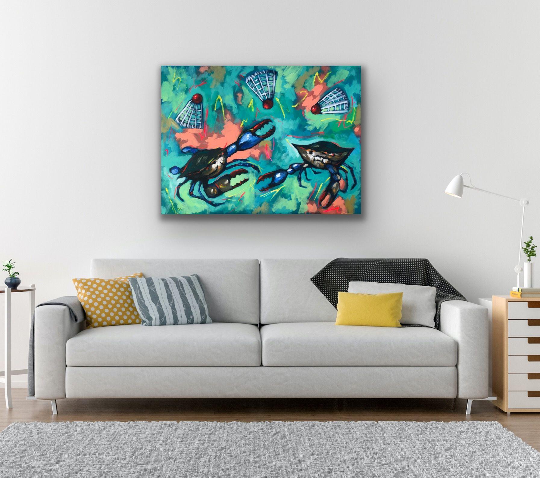 Crabminton, Gemälde, Acryl auf Leinwand (Pop-Art), Painting, von Will Eskridge
