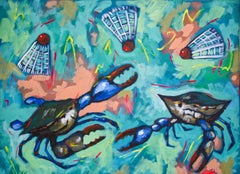 Crabminton, Painting, Acrylic on Canvas