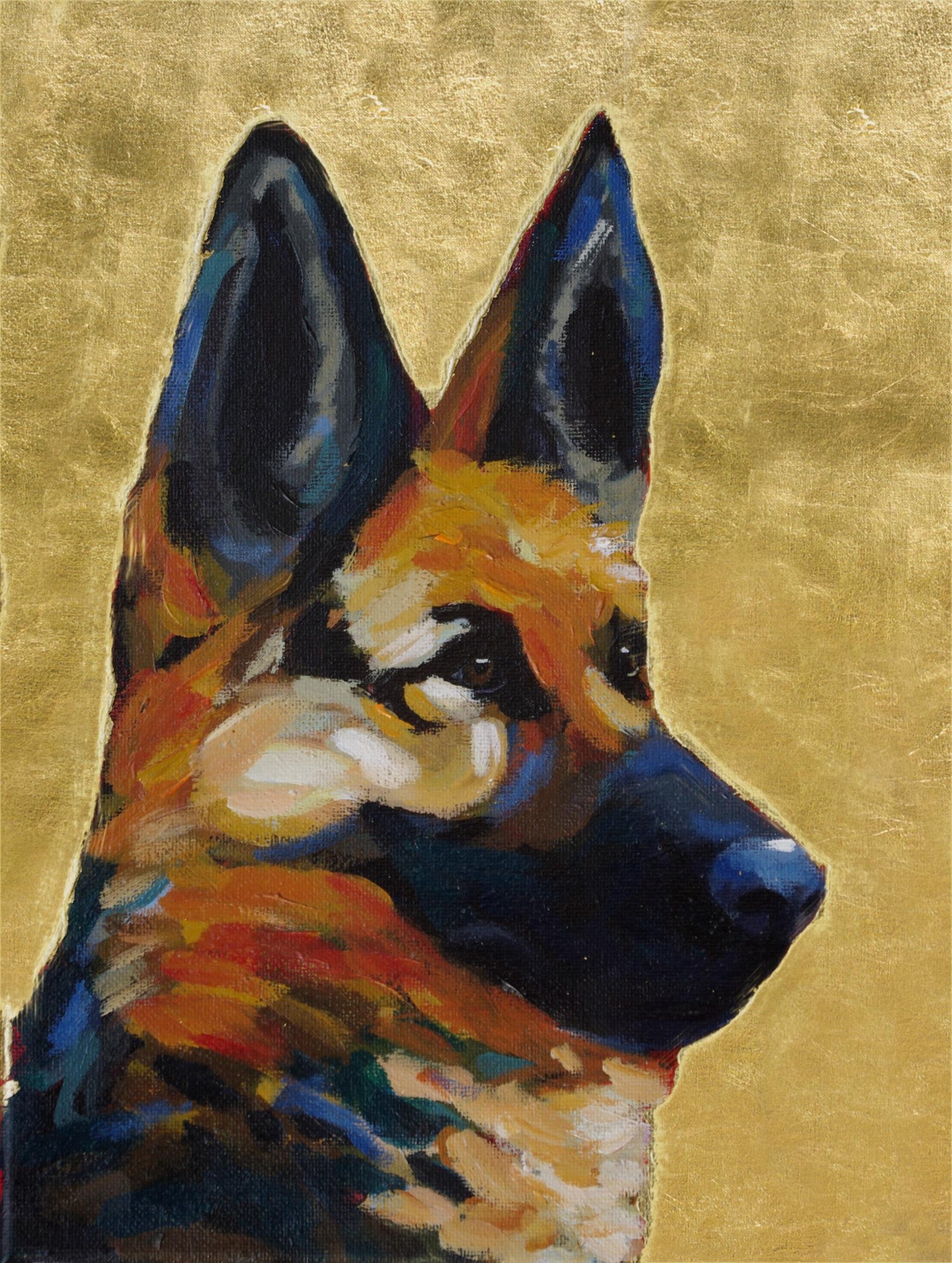 Will Eskridge - German Shepherd In Gold, Painting, Acrylic on Canvas For  Sale at 1stDibs
