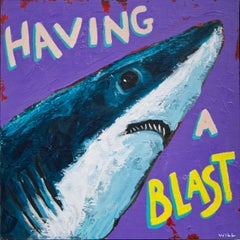 Peinture « Having A Blast », acrylique sur panneau de bois