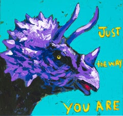 Just The Way You Are (Triceratops), Gemälde, Acryl auf Holzplatte