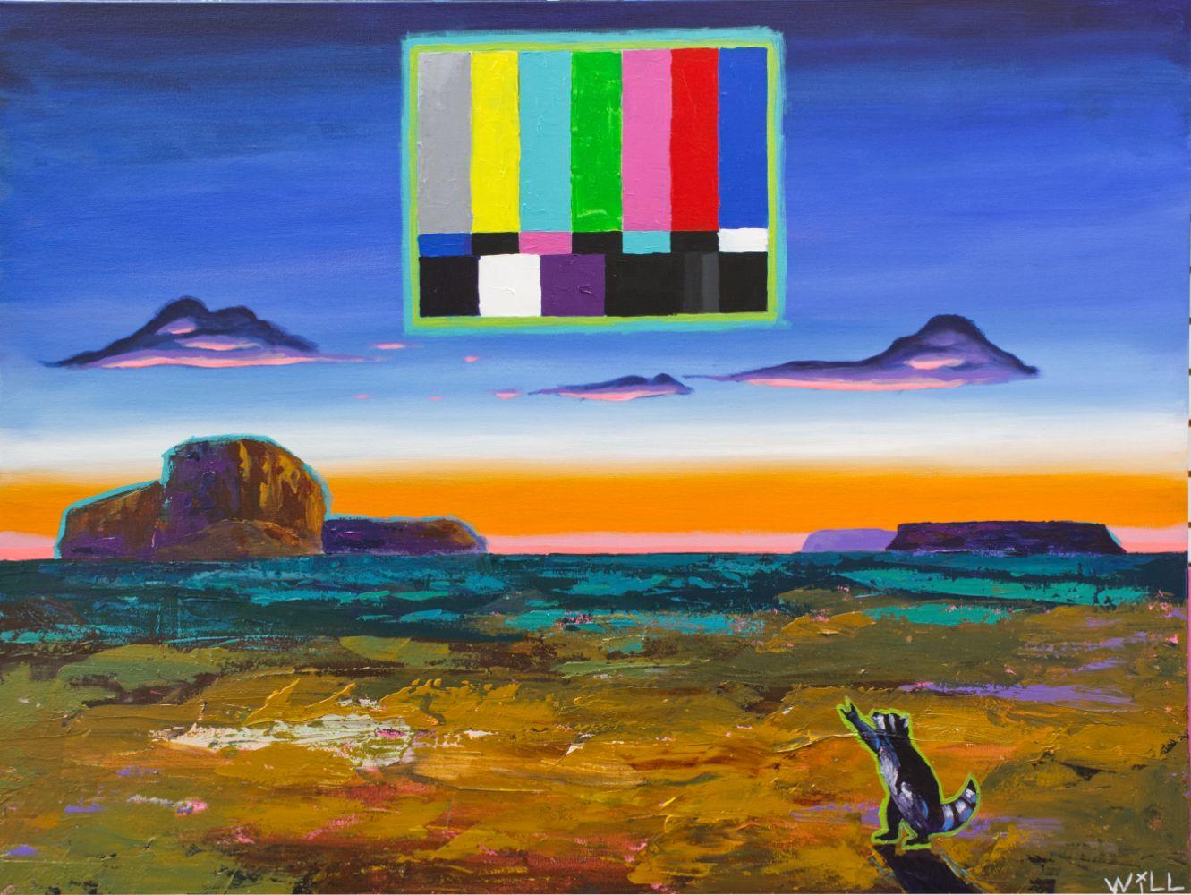 Rimaniamo alzati fino a tardi, Pittura, Acrilico su tela - Painting di Will Eskridge