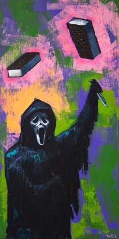 Peinture Scream Screams, Acrylique sur Panneau de Bois