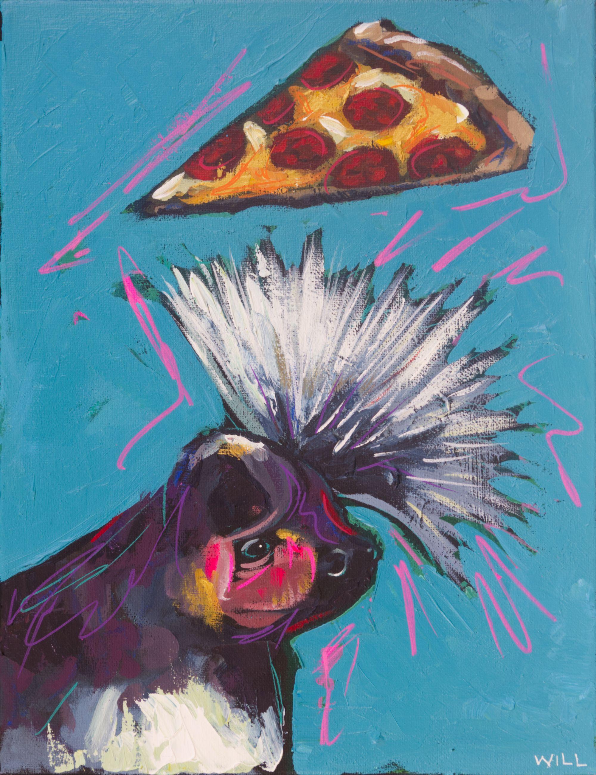 Sheena Is A Pizza Rocker (Sheena est une rockeuse de pizza), peinture sur toile acrylique - Painting de Will Eskridge