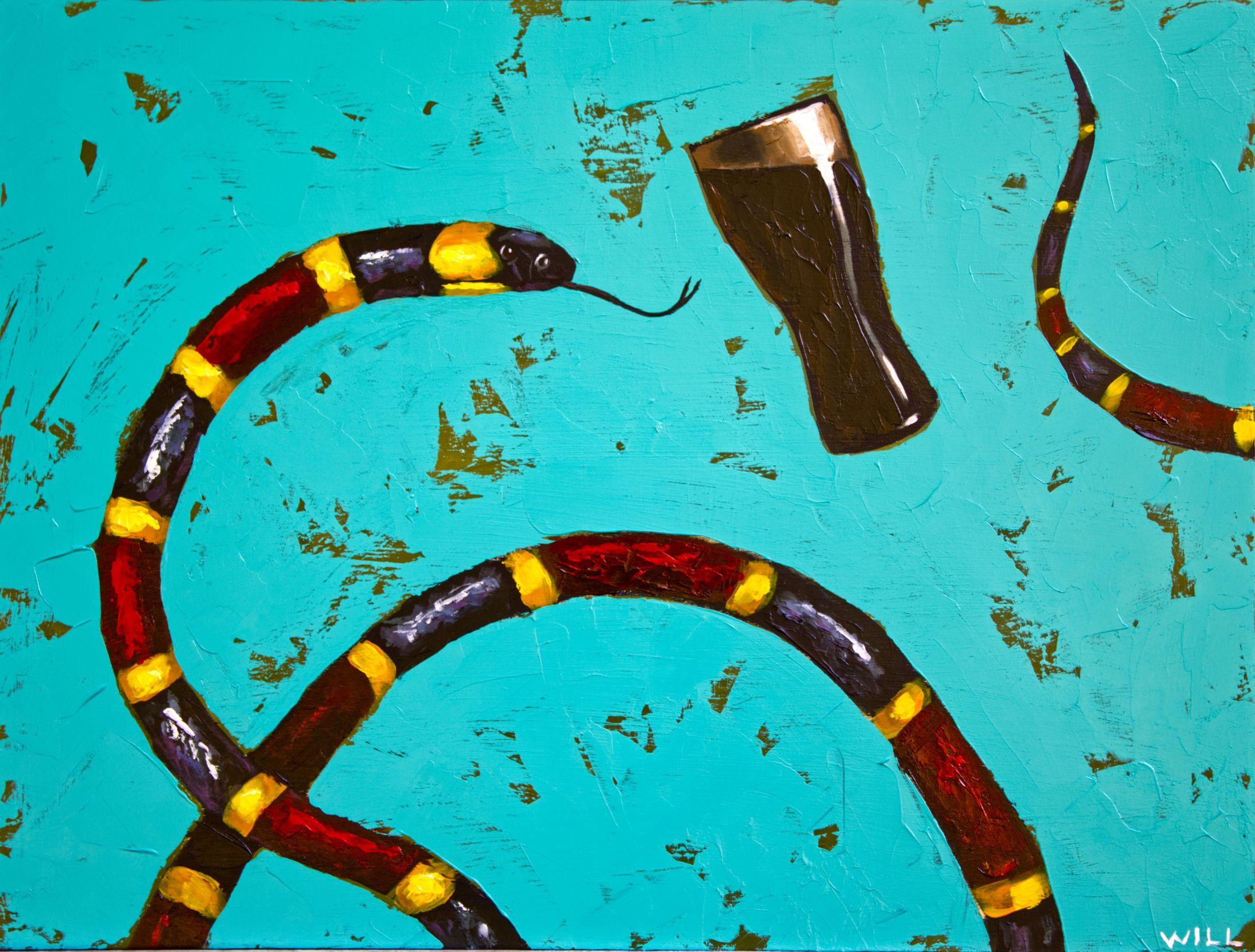 Stout Coral, Pittura, Acrilico su pannello di Wood - Painting di Will Eskridge
