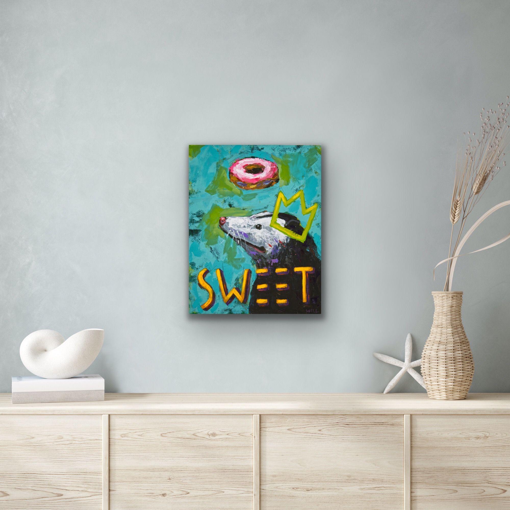 Sweet Opossum, Painting, Acrylic on Wood Panel For Sale 1