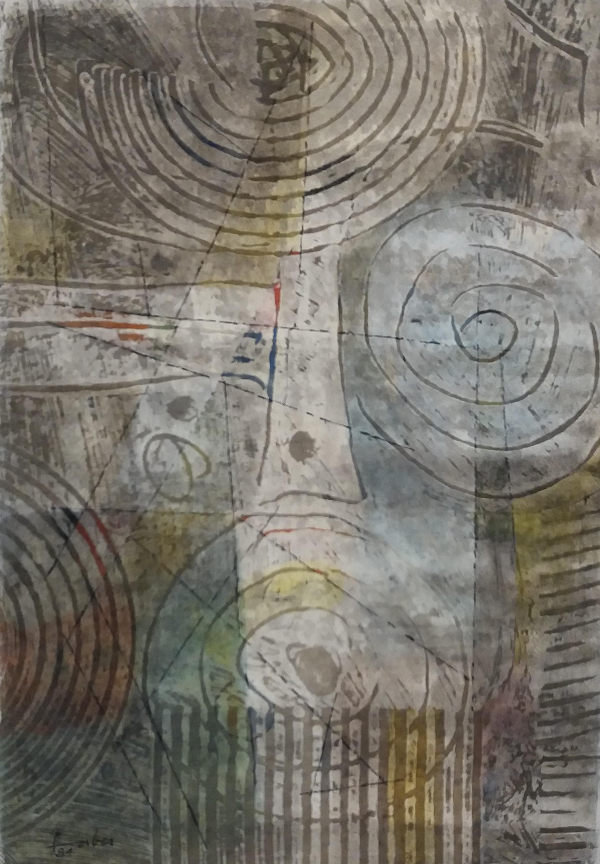 Barcelona peinture abstraite originale en papier acrylique 2