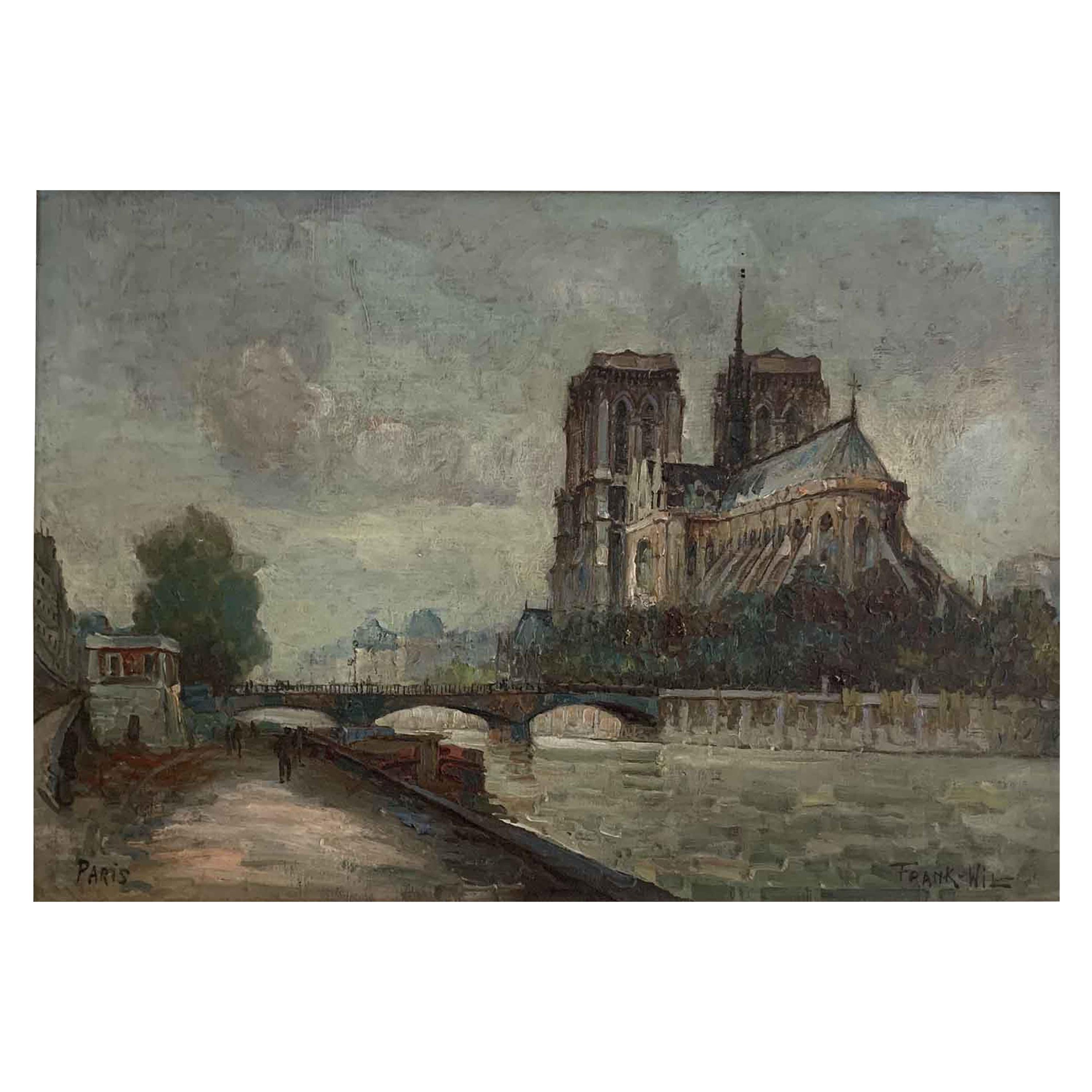Will Frank / Boggs Franck William "Quay of the Seine in front of Notre-Dame" For Sale