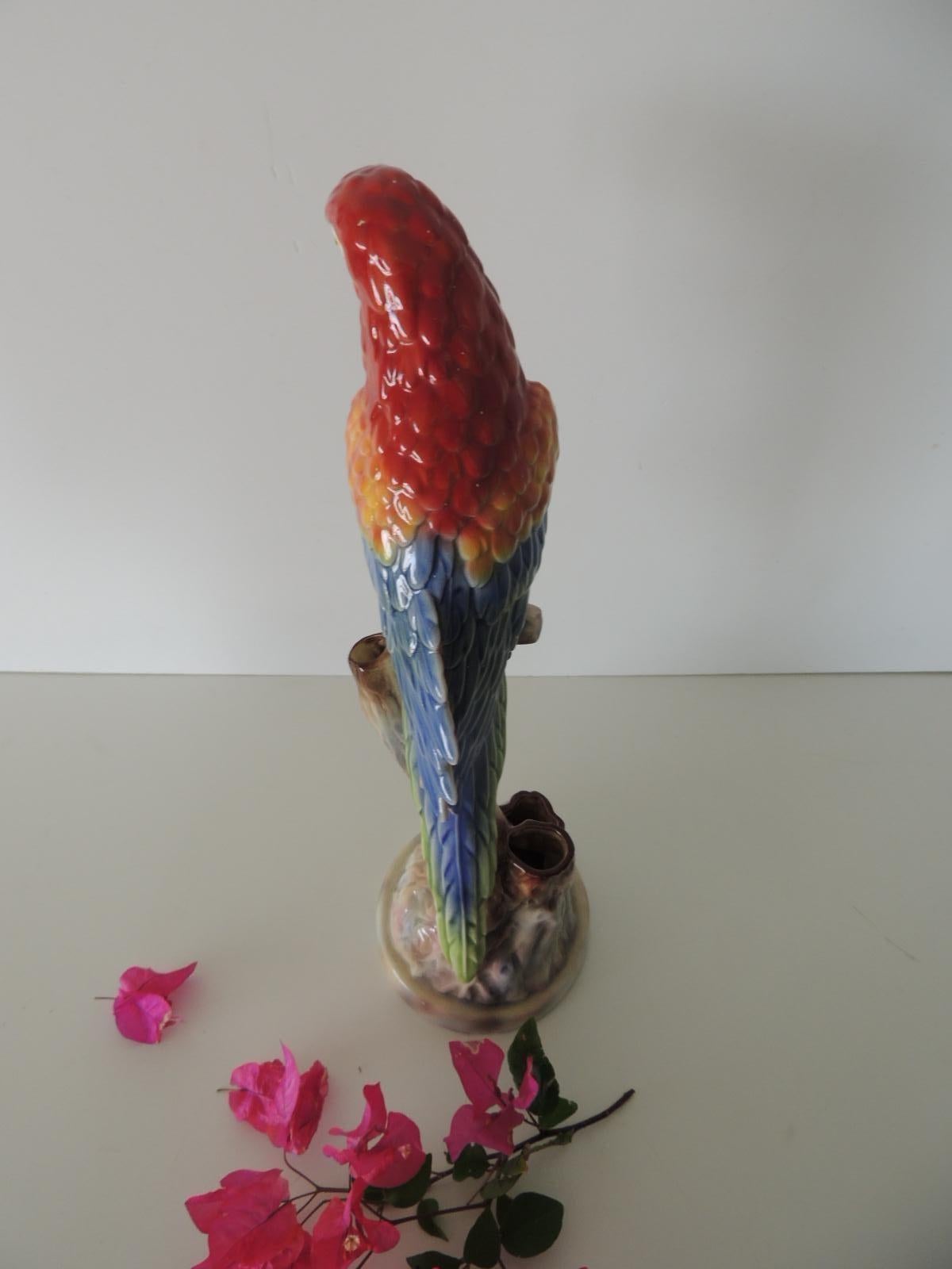Will George California Porcelain Art Pottery Macaw Parrot Figurine Vase, 1940's 3