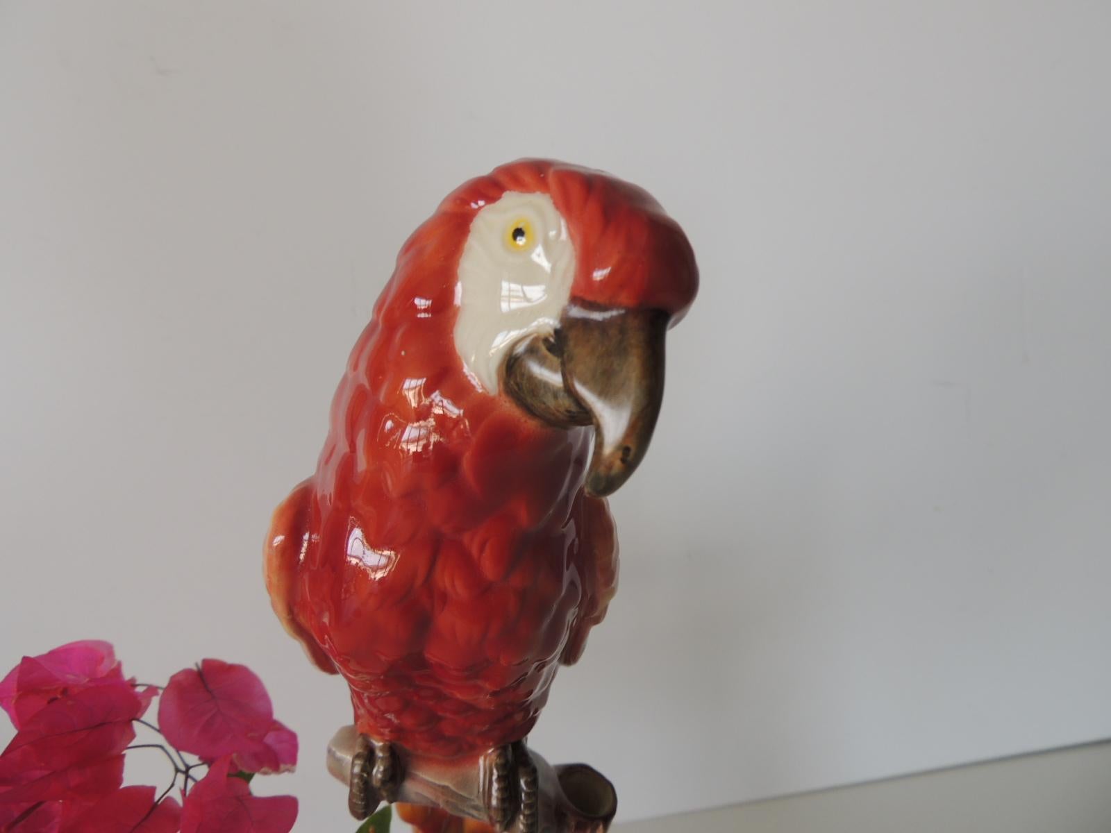 Bohemian Will George California Porcelain Art Pottery Macaw Parrot Figurine Vase, 1940's