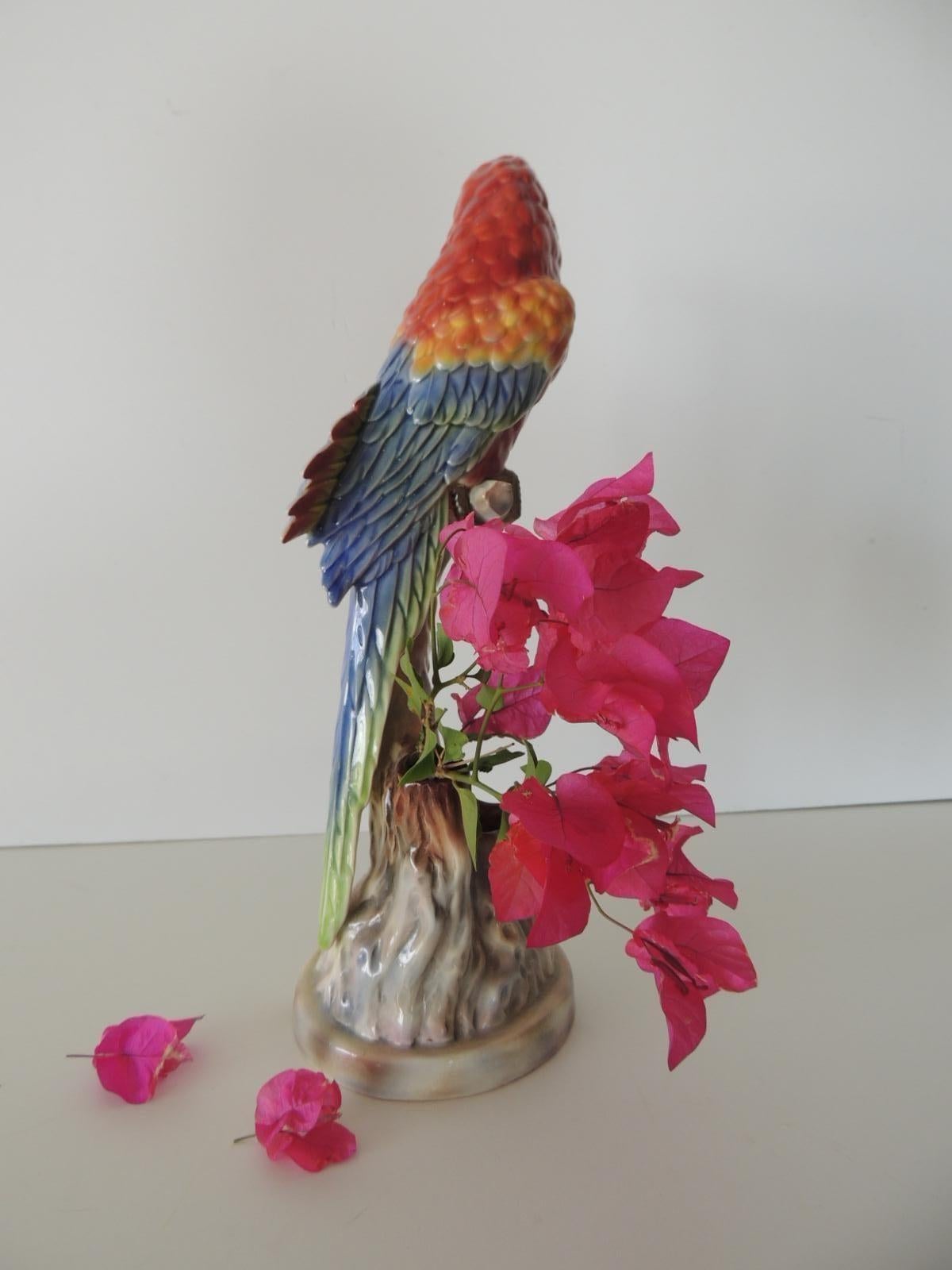 Mid-20th Century Will George California Porcelain Art Pottery Macaw Parrot Figurine Vase, 1940's