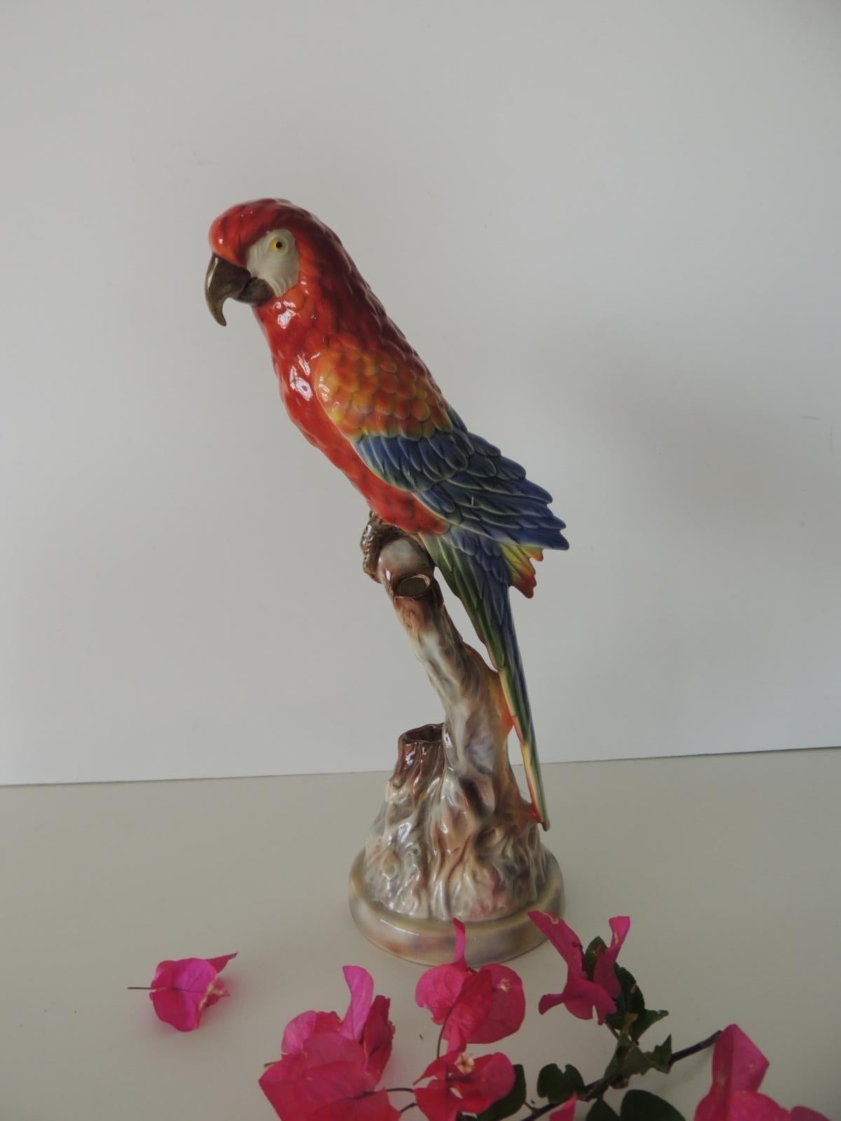 Will George California Porcelain Art Pottery Macaw Parrot Figurine Vase, 1940's 2